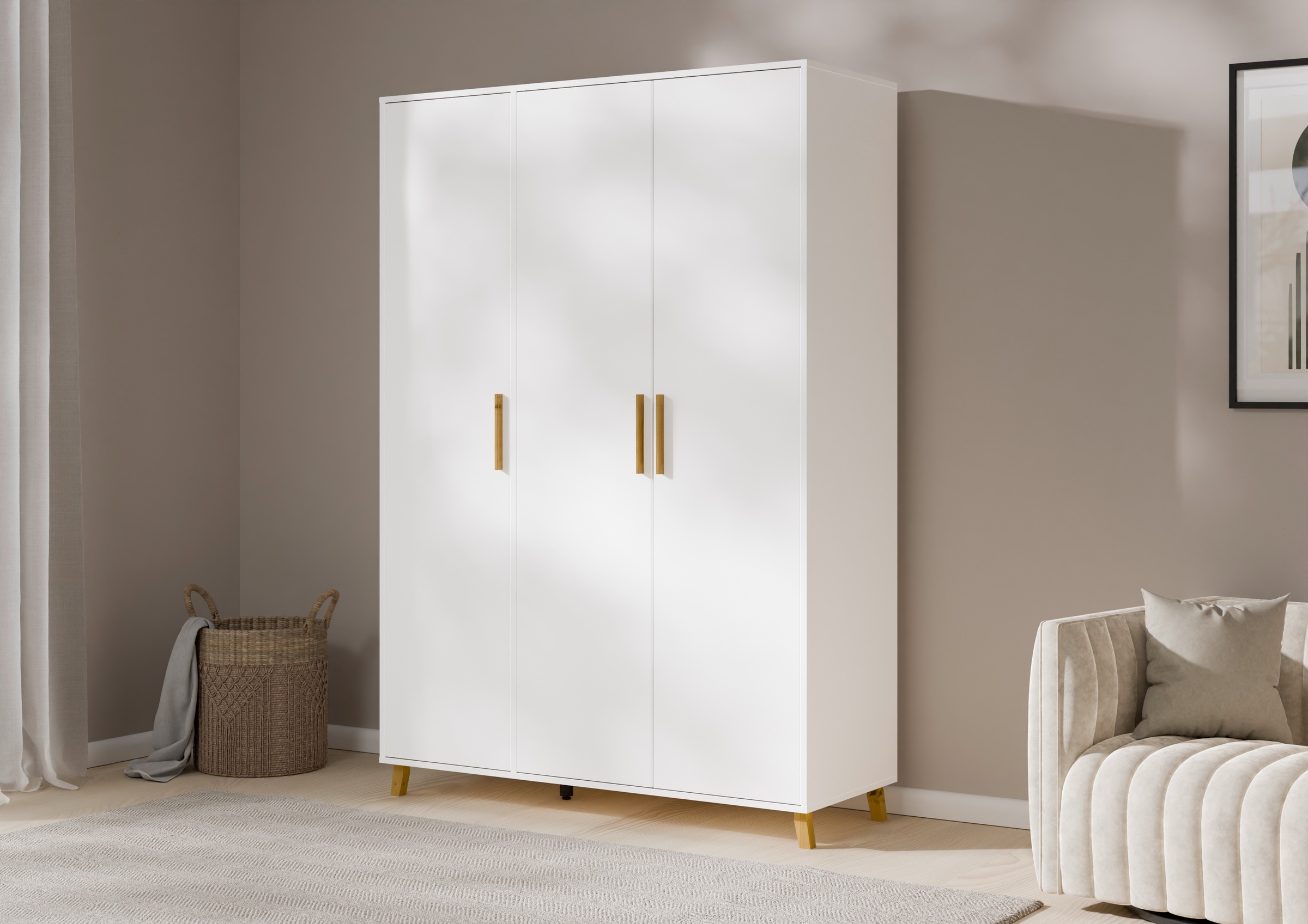 Rauch Drehtürenschrank »Shinjo« - 140x53x203cm - weiß -