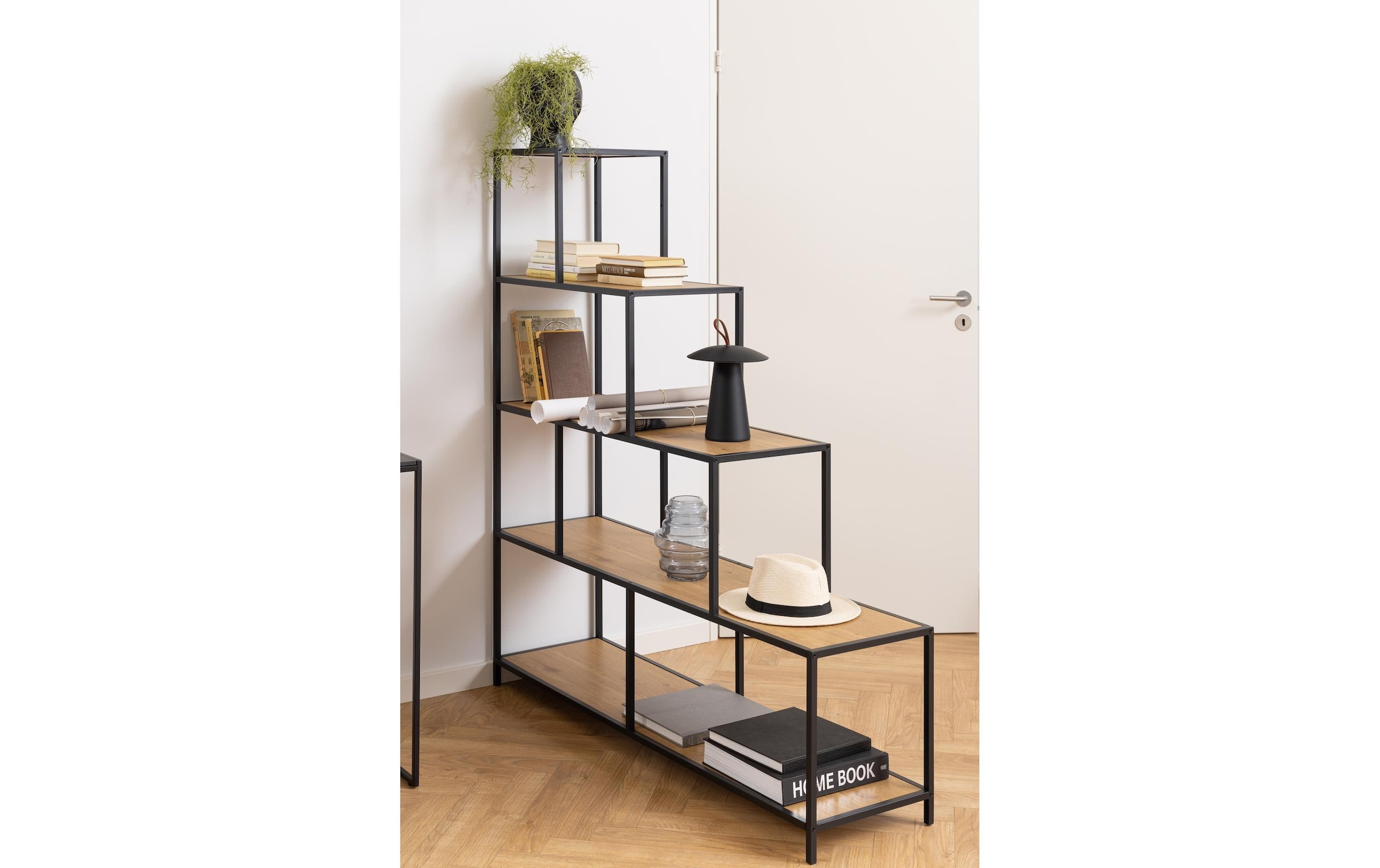 AC Design Regal »Seaford 135 x 35 x 150 cm, Nature/Schwarz«