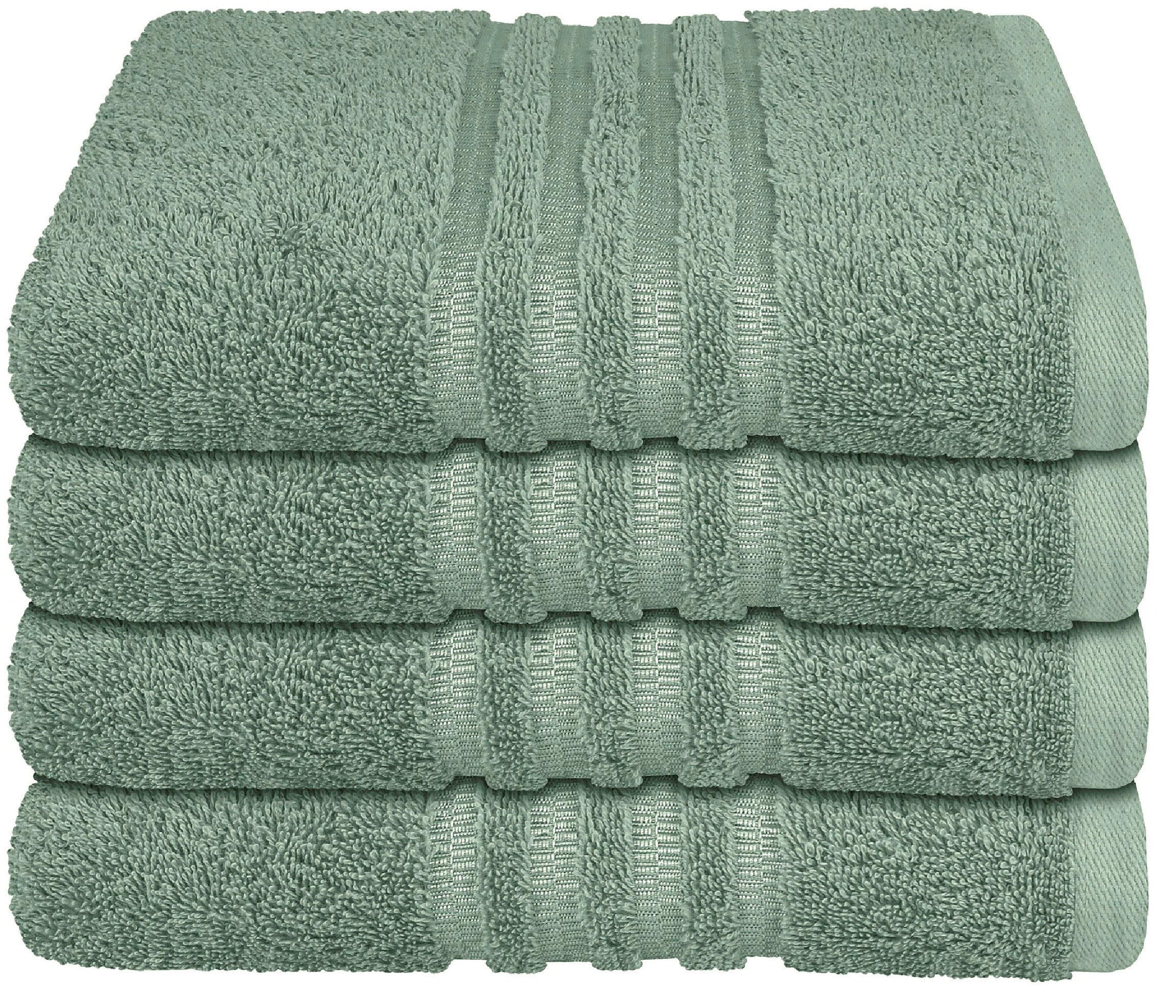 Schiesser Handtücher »Milano aus 100% Baumwolle mit eleganter Bordüre in Hoch-Tief-Optik«, (Set, 4 St., 4er Set Handtücher 50 x 100 cm), Made in Green