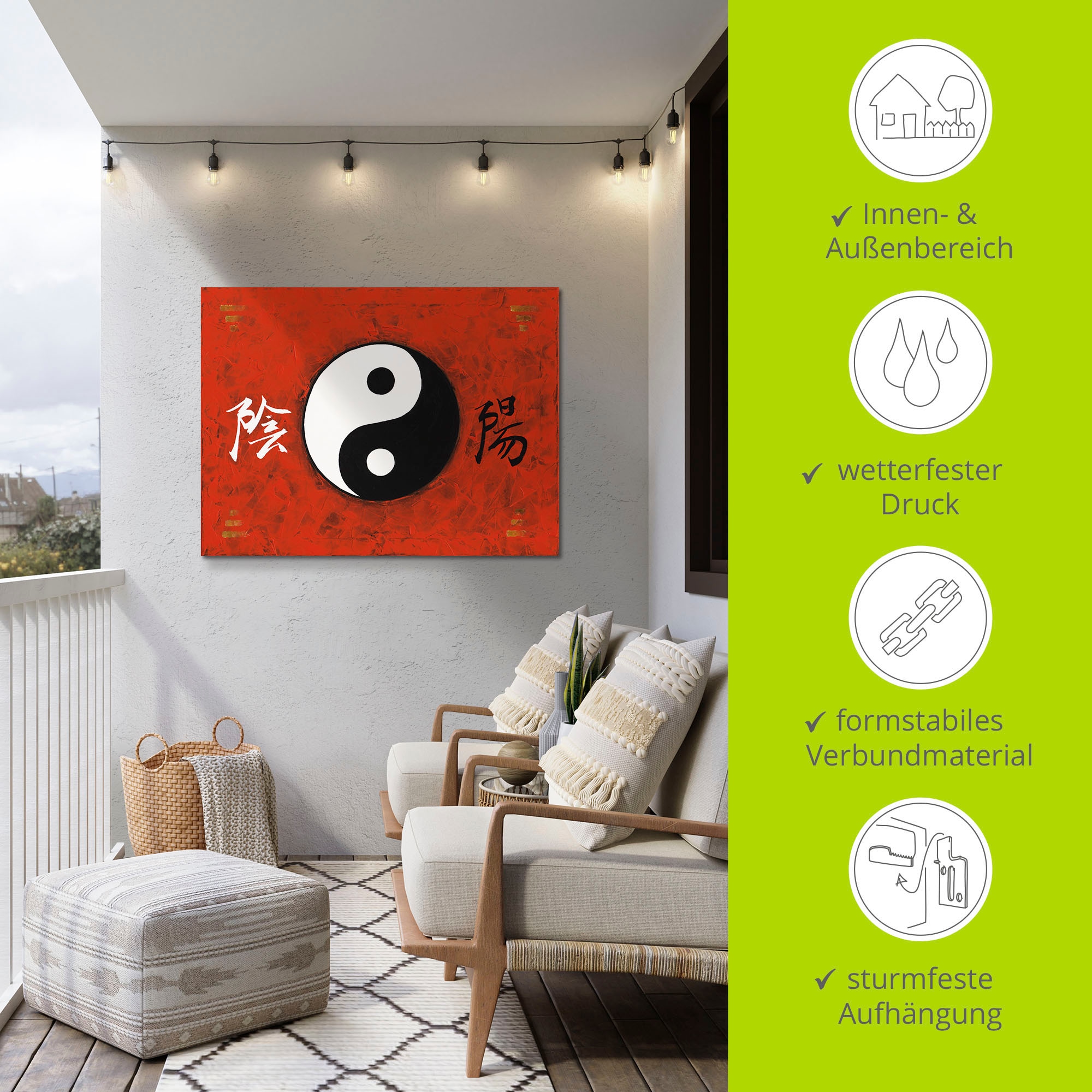 Artland Impression alu-dibond »Yin & Yang« 1 cuis tlg. für Innen- und Aussenbereich geeignet, Outdoorbild