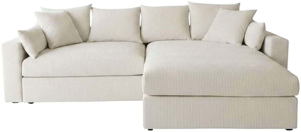 GOODproduct Canapé d'angle »Cosy Lounge L-Form, Breite 268 cm« méga canapé recouvert de velours côtelé, avec ressorts et 5 coussins décoratifs