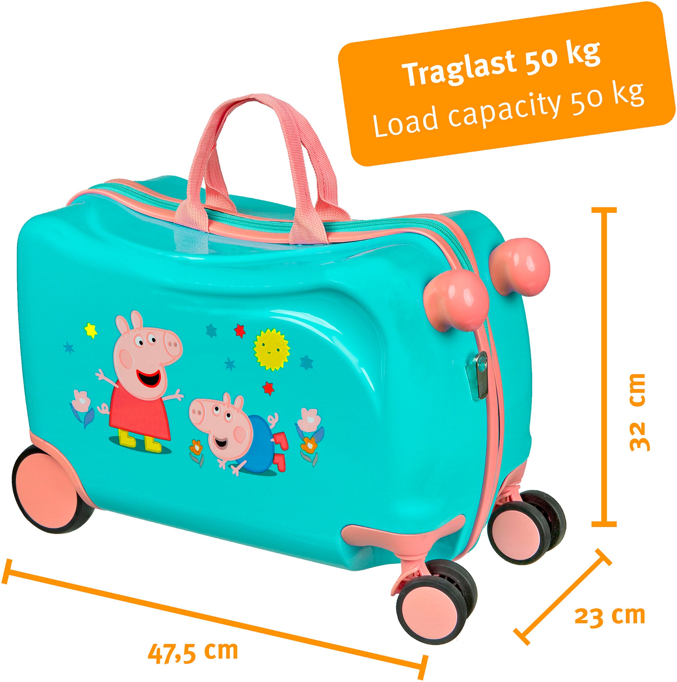 UNDERCOVER Kinderkoffer »Ride-on Trolley, Peppa Pig« 20 l 4 Rollen zum sitzen und ziehen