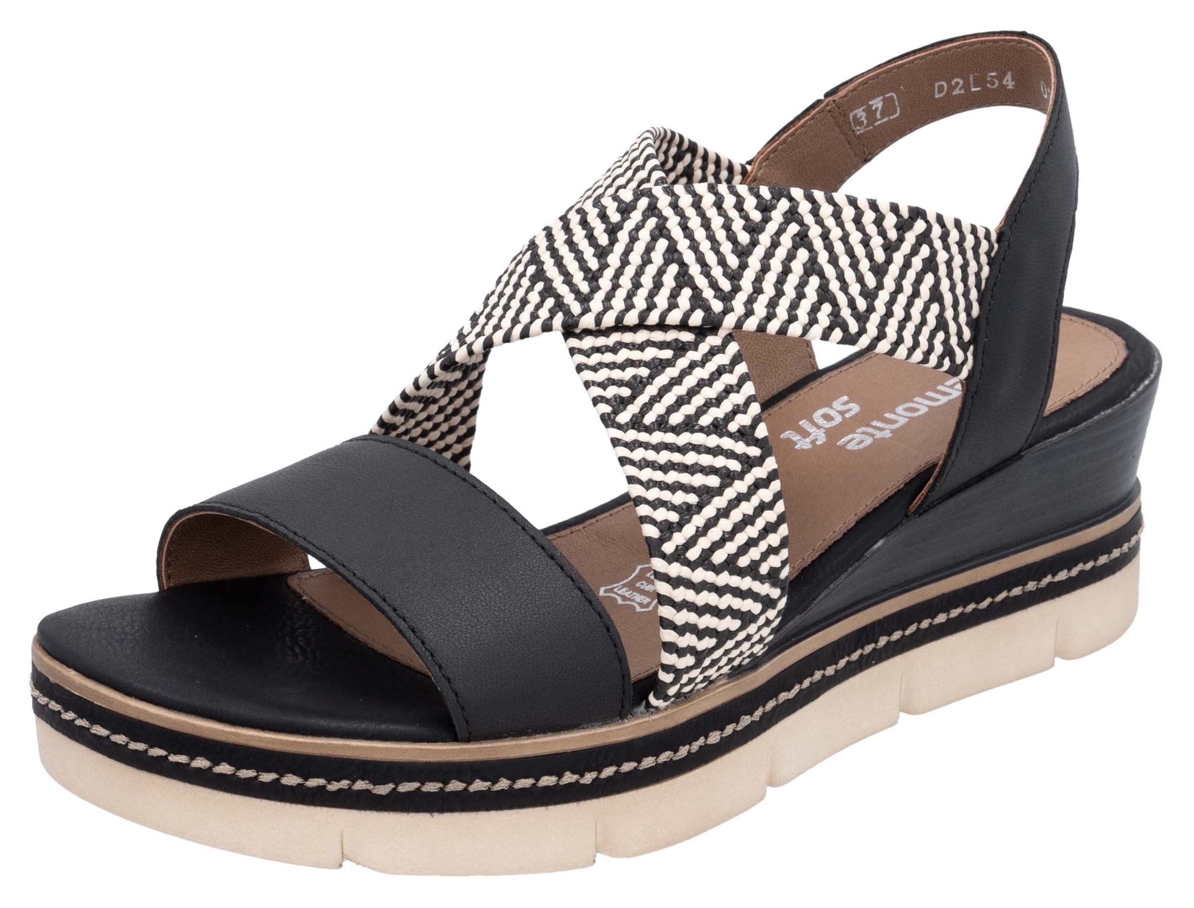 Image of Remonte Keilsandalette, Riemchensandale, Sommerschuh, Bequemschuh mit Muster
