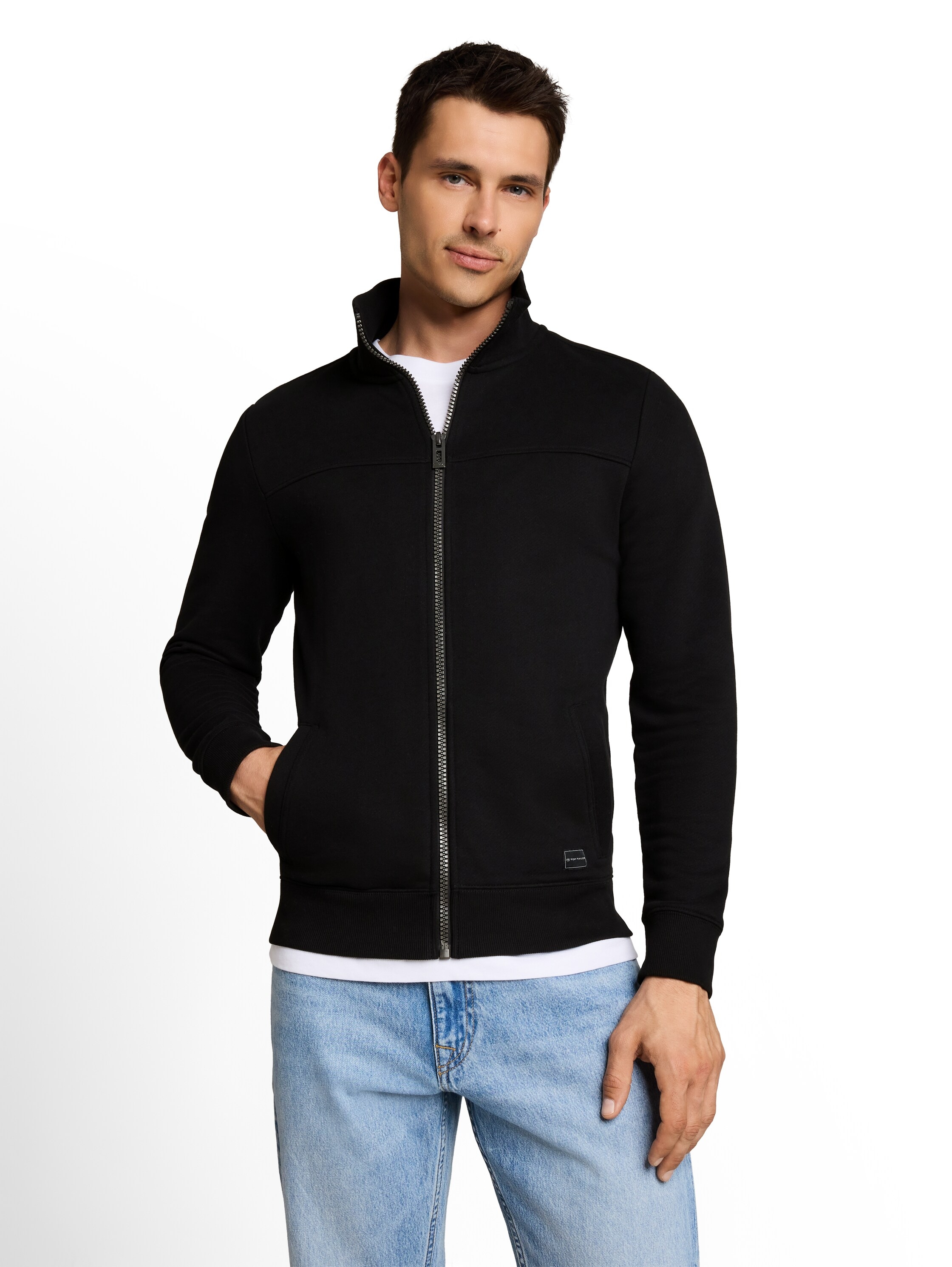 Image of TOM TAILOR Sweatjacke "Regular" mit halswärmendem Stehkragen