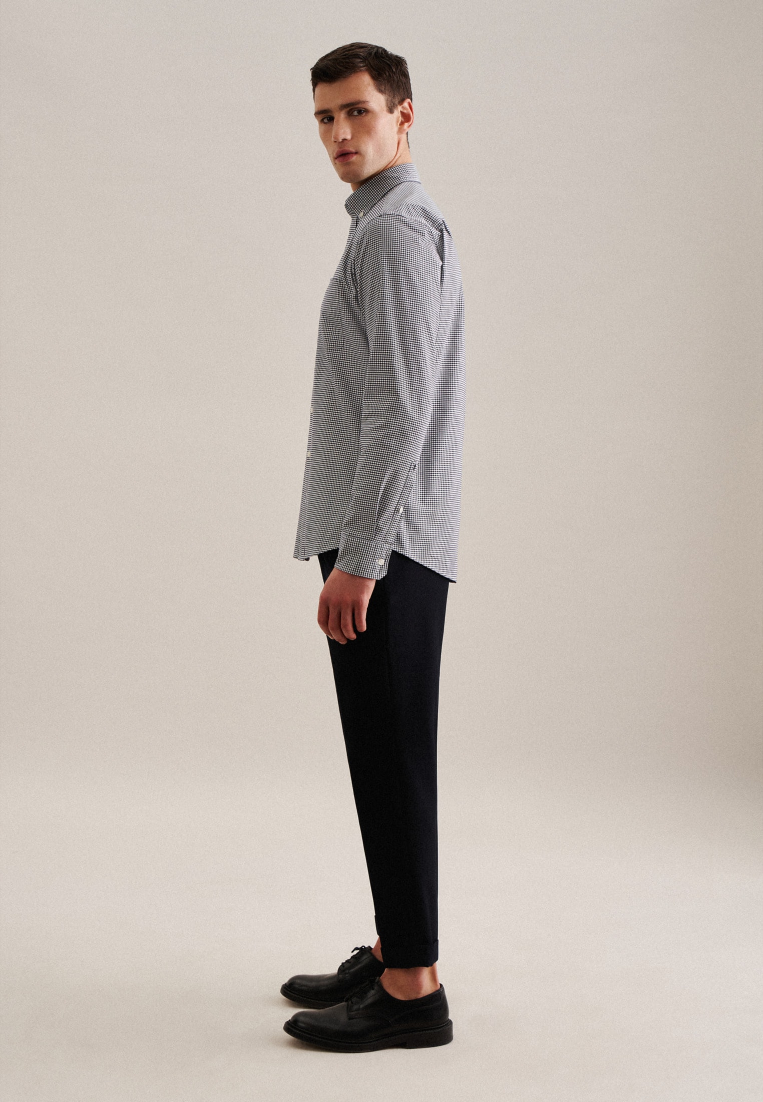 seidensticker Businesshemd »Schwarze Rose« Regular 1/1 Button-Down-Kragen Karo