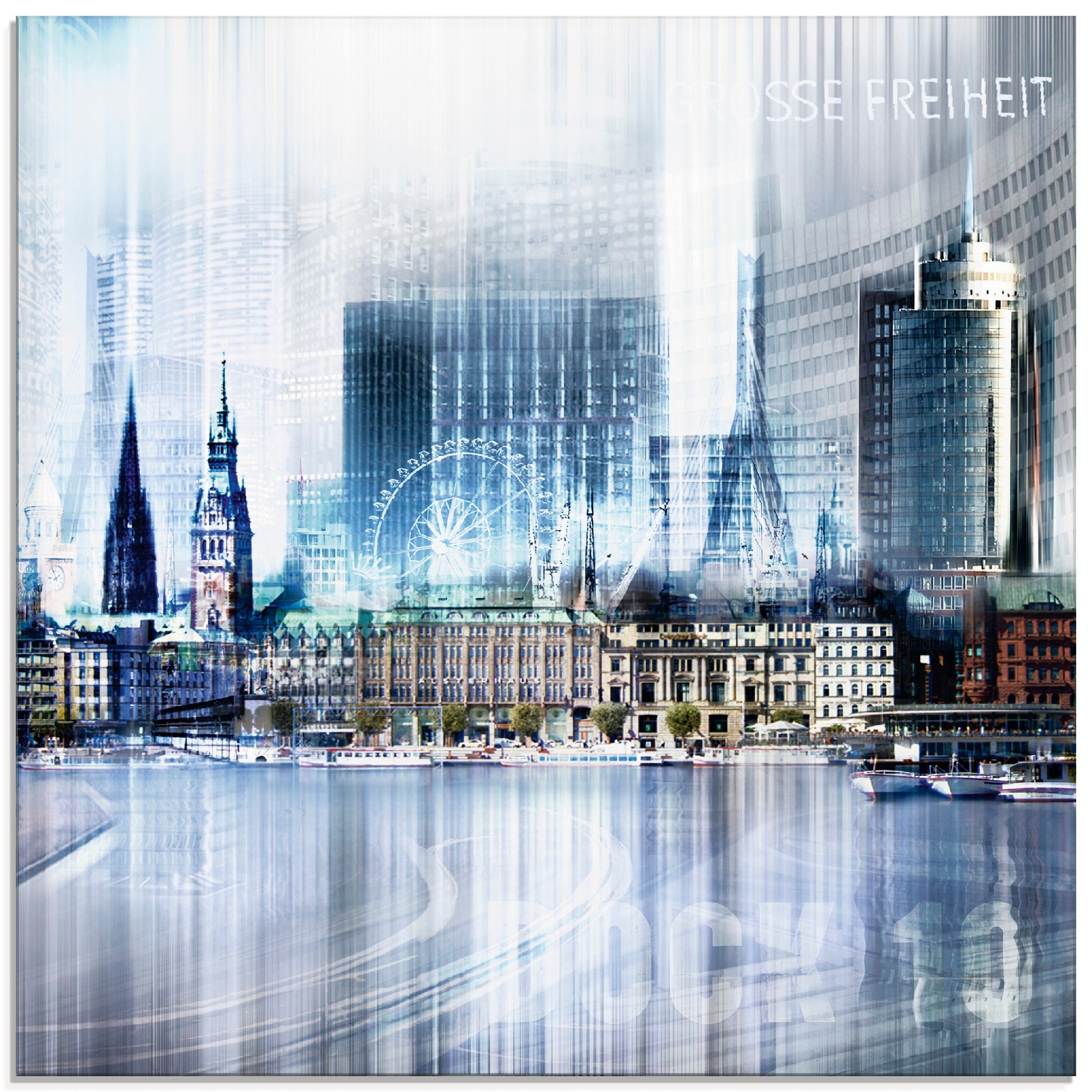 Image of Artland Glasbild "Hamburg Abstrakte Collage" Deutschland 1 Stk. tlg. in verschiedenen Grössen