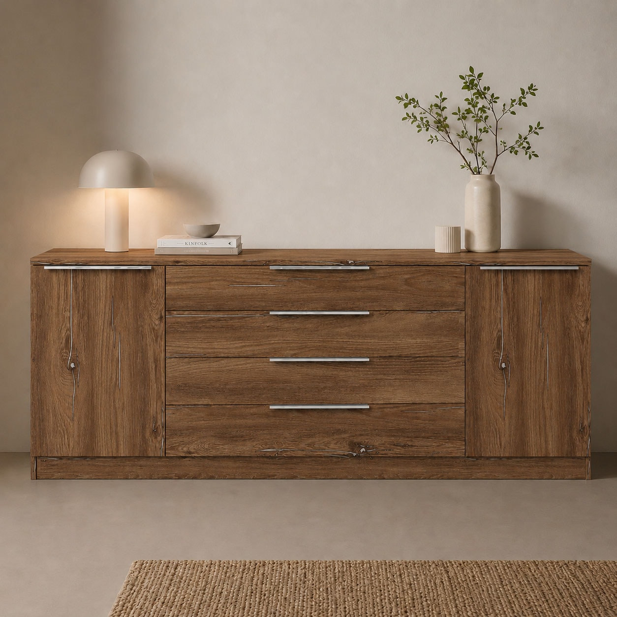 borchardt Möbel Commode »Oliva, Kommode mit Metallgriffen« largeur 200 cm, avec 4 tiroirs