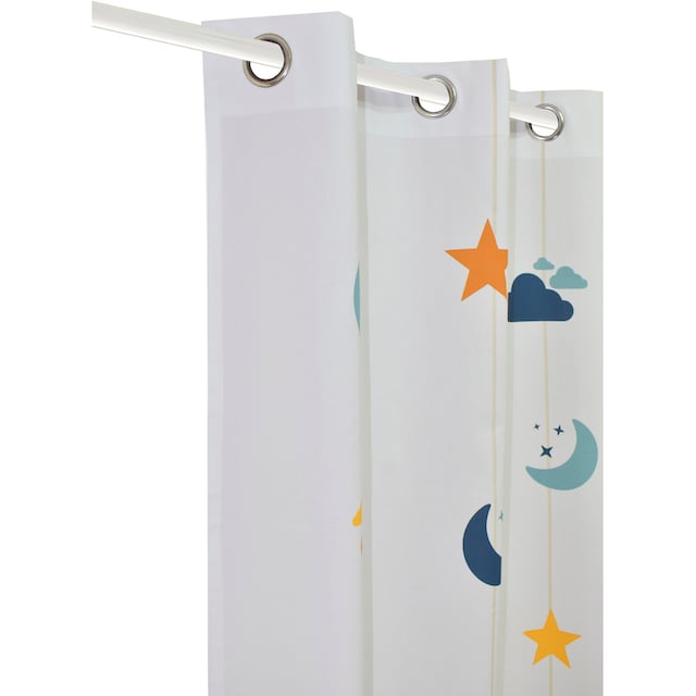 Lüttenhütt Gardine »Romy«, (1 St.), Kindergardine einseitig mit Mond,  Sternen & Wolken bedruckt versandkostenfrei auf