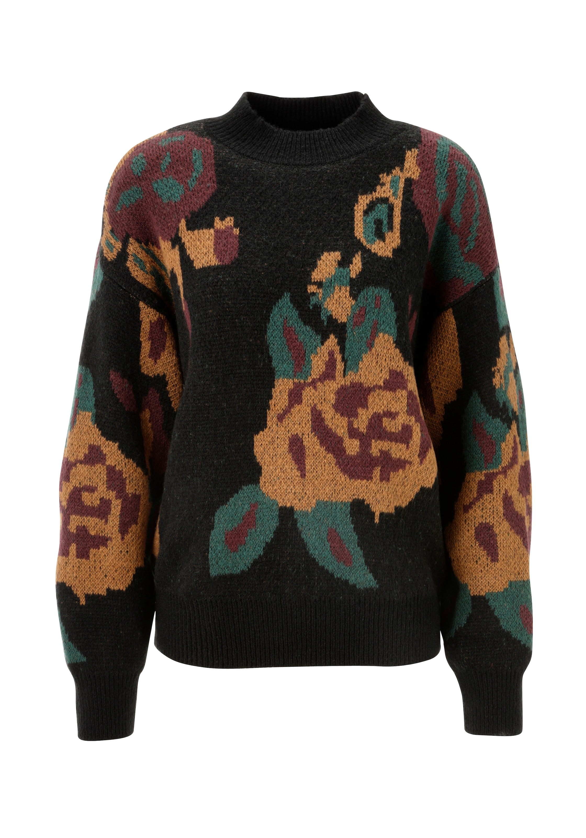 Aniston CASUAL Strickpullover, mit grossflächigen, eingestrickten Blüten - NEUE KOLLEKTION