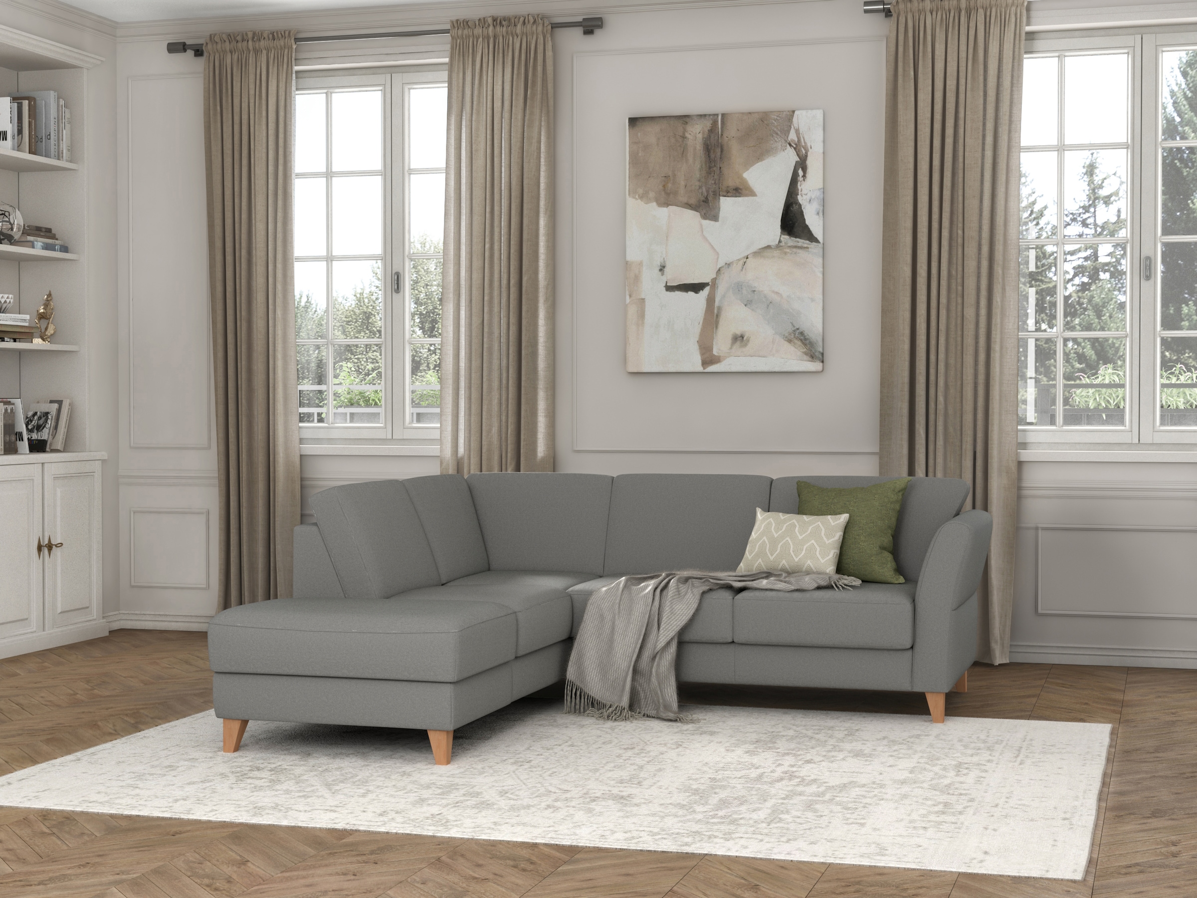 sit&more Ecksofa »Visby L-Form«, Wahlweise mit Bettfunktion und Stauraum, frei im Raum stellbar