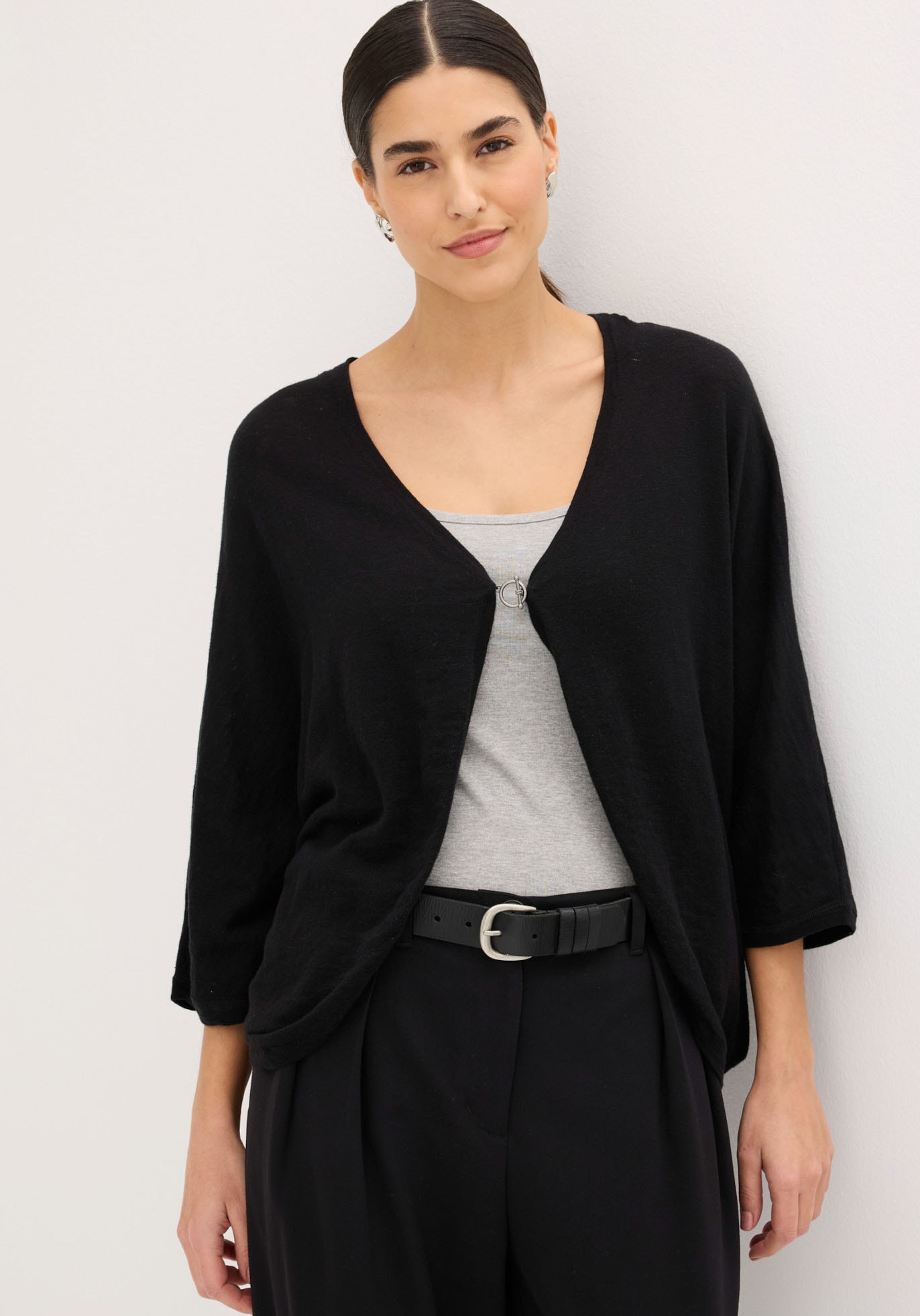 bonprix Veste en tricot Oversize-Passform, 3/4-Ärmel, eleganter Stil, aus Baumwolle
