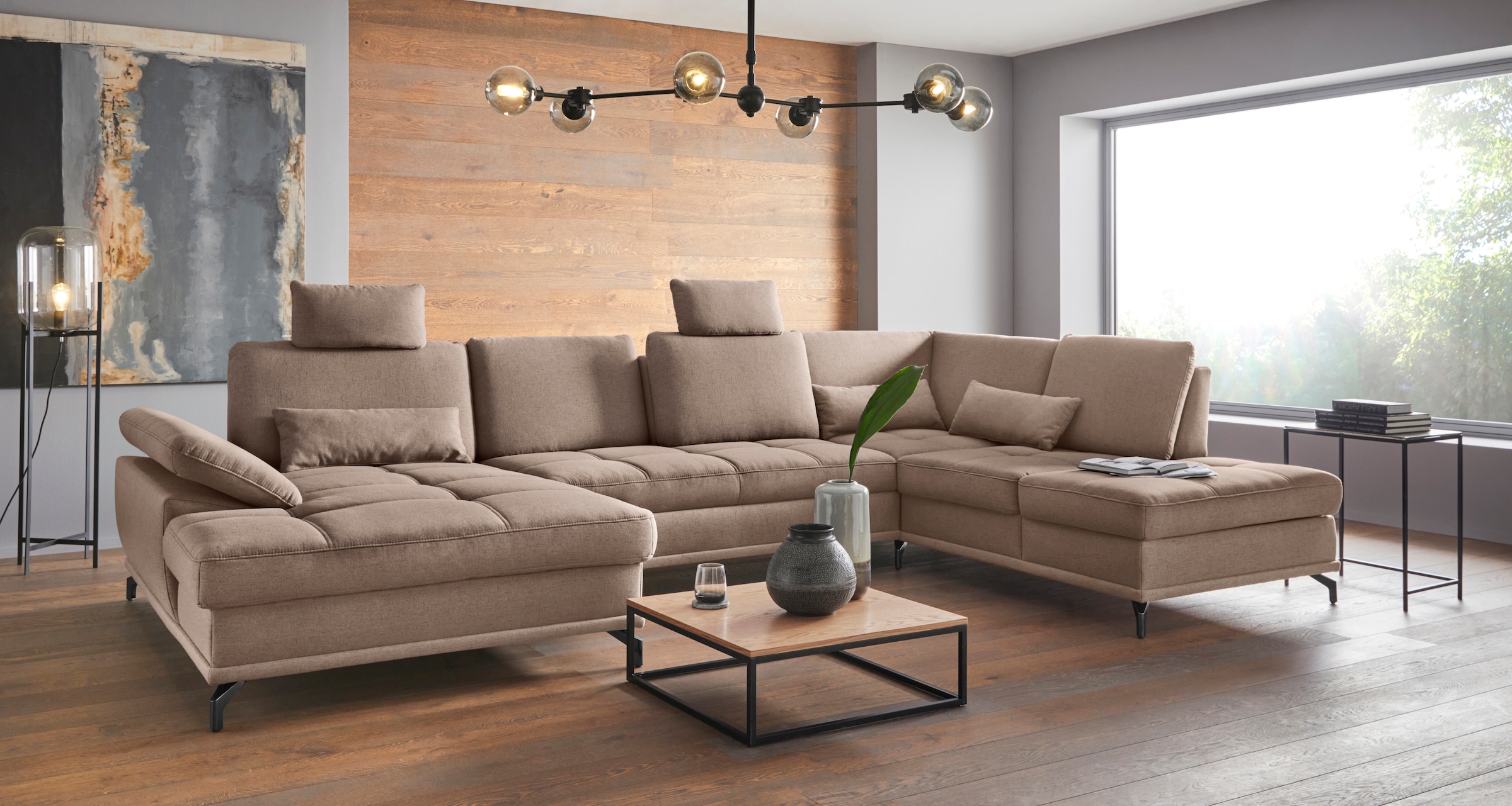 GOODproduct Paysage de salon »Costello U-Form, B: 363 cm mit Sitztiefen-, Armteilverstellung &« 3 Nierenkissen, optional Bettfunktion & Bettkasten