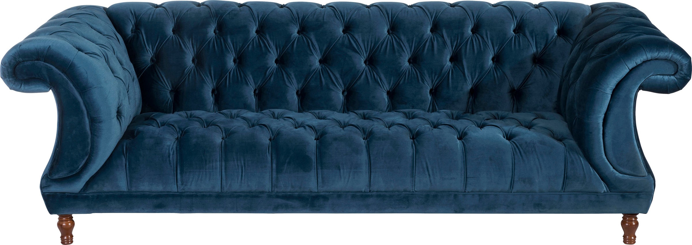 Max Winzer® Chesterfield-Sofa »Isabelle«, Knopfheftung & gedrechselten Füssen in Buche Nussbaum, Breite 260 cm