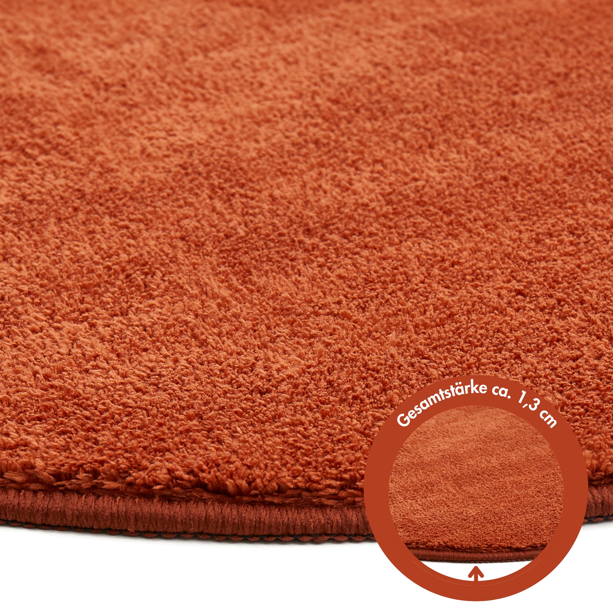 Andiamo Teppich »Arezzo« rund 16 mm Höhe Uni Farben, weicher Flor, waschbar, ideal im Wohnzimmer & Schlafzimmer