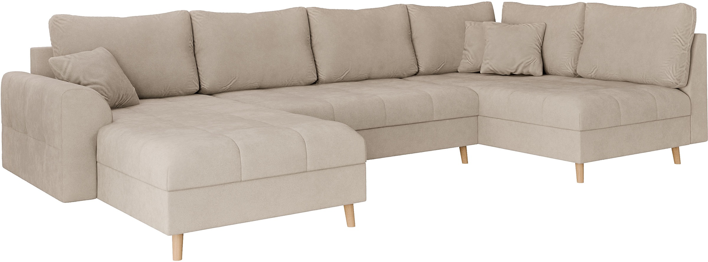 Home affaire Wohnlandschaft »CHARRE U-Form mit Ottomane, Masse B/T/H: 310/161/81 cm«, feine Steppung, lose Rücken- und Zierkissen, auch in Cord und Bouclé