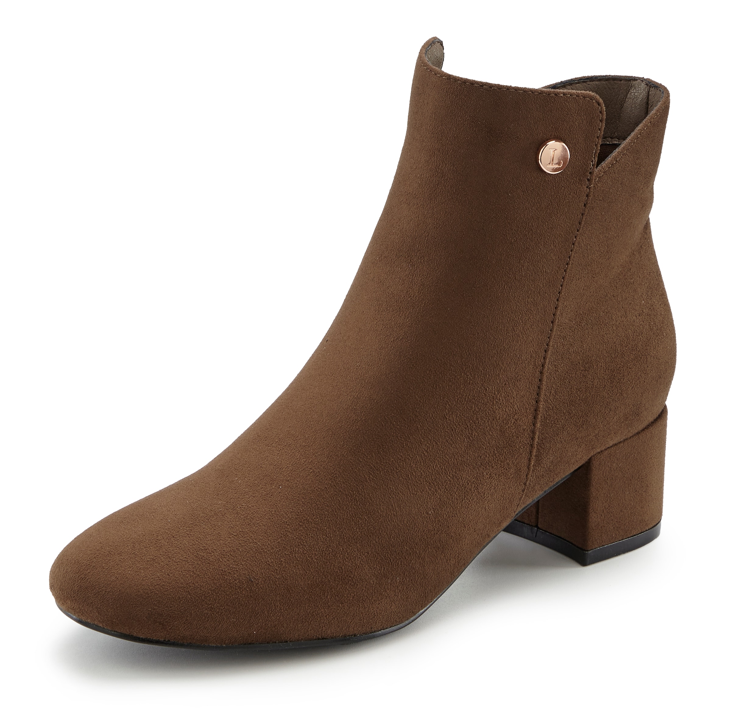 LASCANA Stiefelette, mit bequemen Blockabsatz, Ankle Boots, Stiefel VEGAN