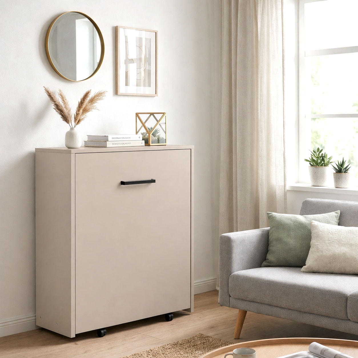 Home affaire Schrankbett »Sognum als Gästebett nutzbar, Wandklappbett in Kommodenoptik« in den Farben weiss, schwarz und kaschmir erhältlich,  inkl. Matratze, platzsparendes Klappbett, optimal für kleine Räume