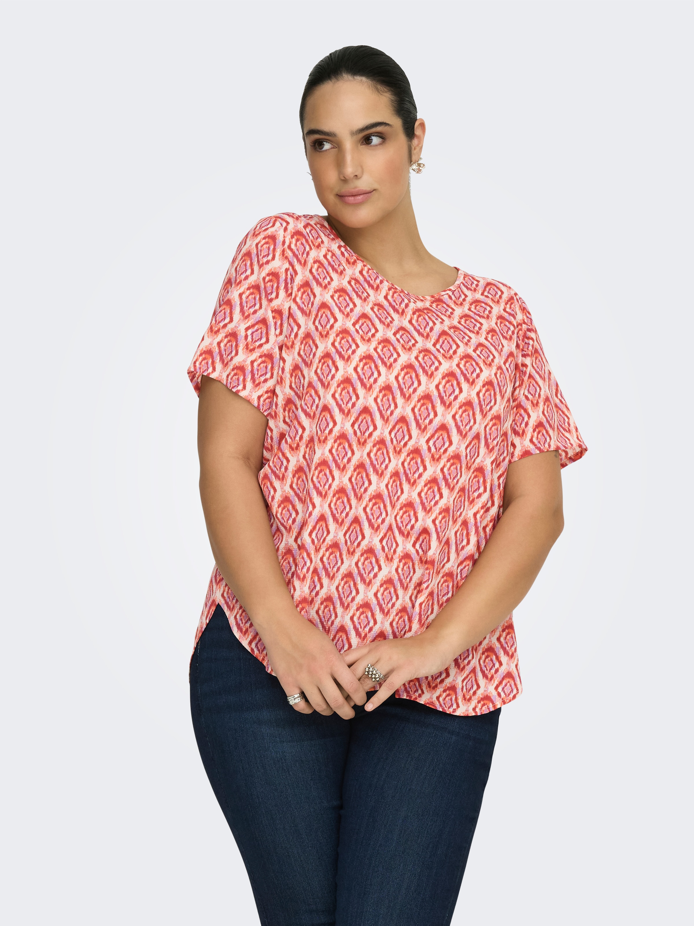 ONLY CARMAKOMA Shirtbluse »CARVICA SS TOP WVN NOOS« Materialmix, regular fit
