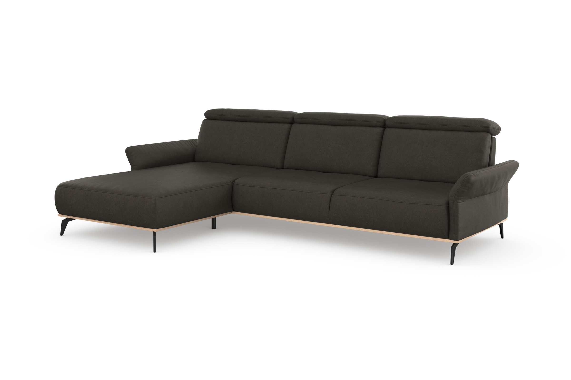 Places of Style Ecksofa »Fjord L-Form«, massiv, wahlweise mit Armlehnfunktion, Kopf- Sitztiefenverstellung