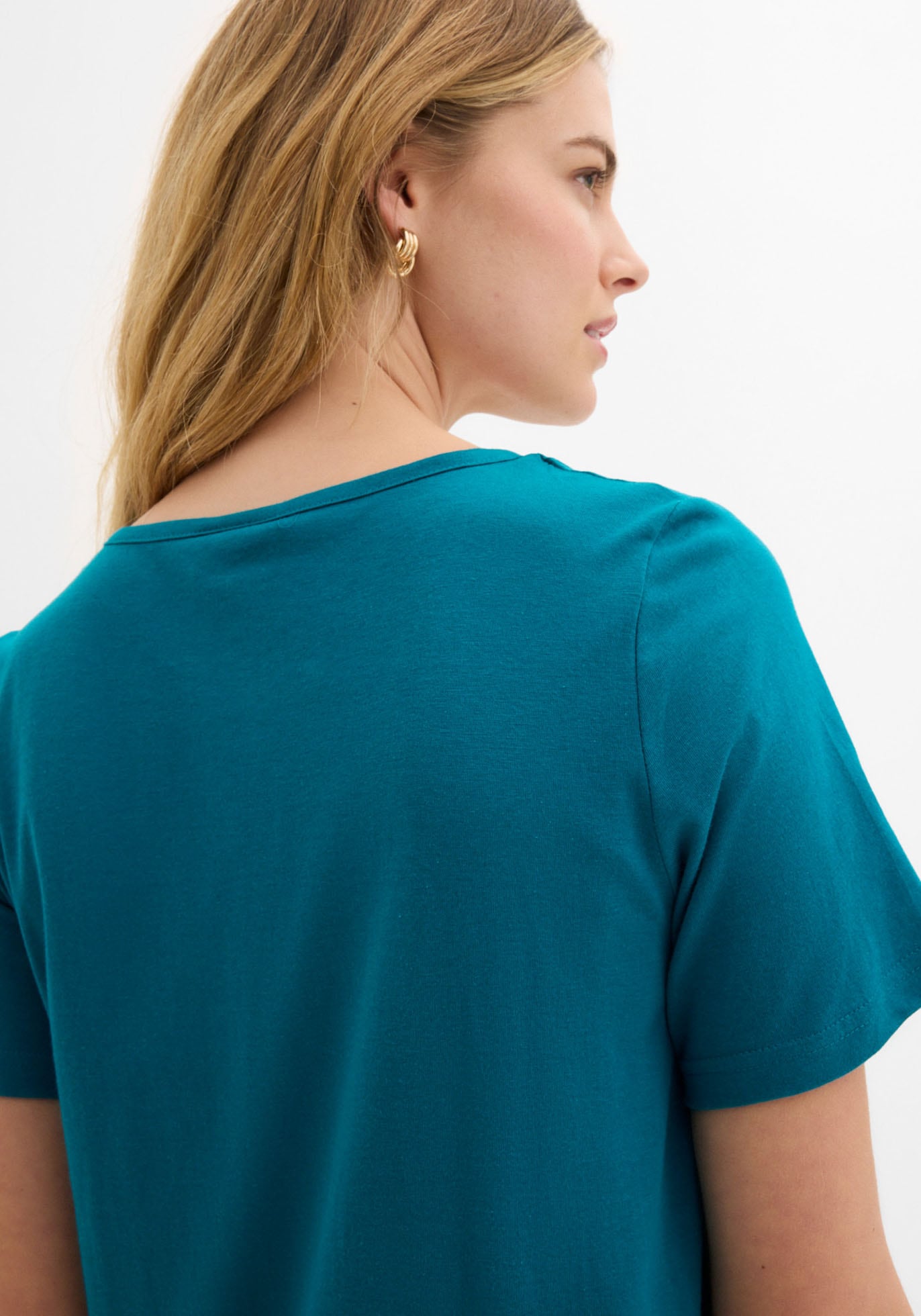 bonprix T-shirt »T-Shirt in A-Linien-Form, kurzarm« ligne A discrète, manches courtes, en coton et viscose