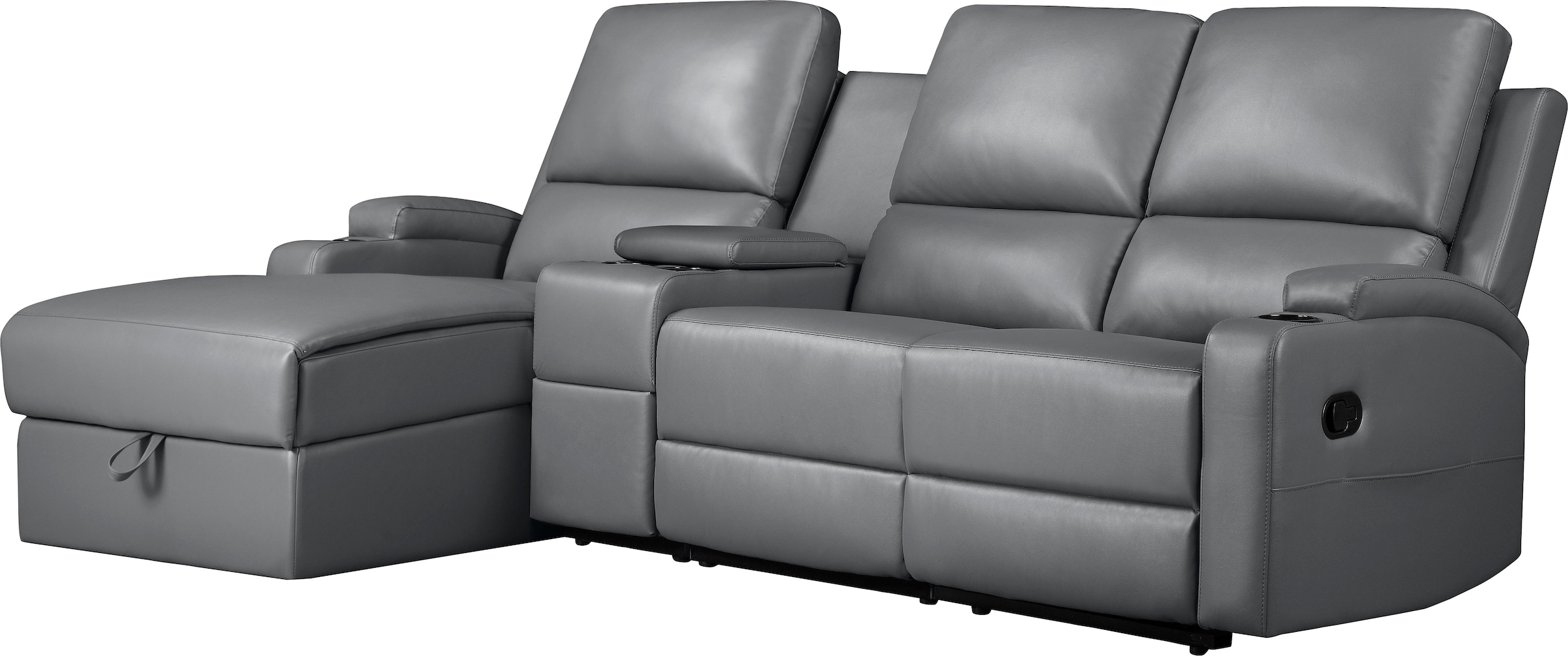 Home affaire Ecksofa »NAPORI Multimediasofa, 3er Kinosessel XXL, L-Form, 3 Bezugsstoffe« Kinosofa mit Relaxfunktion, Getränkehalter, Staufach und Staukasten