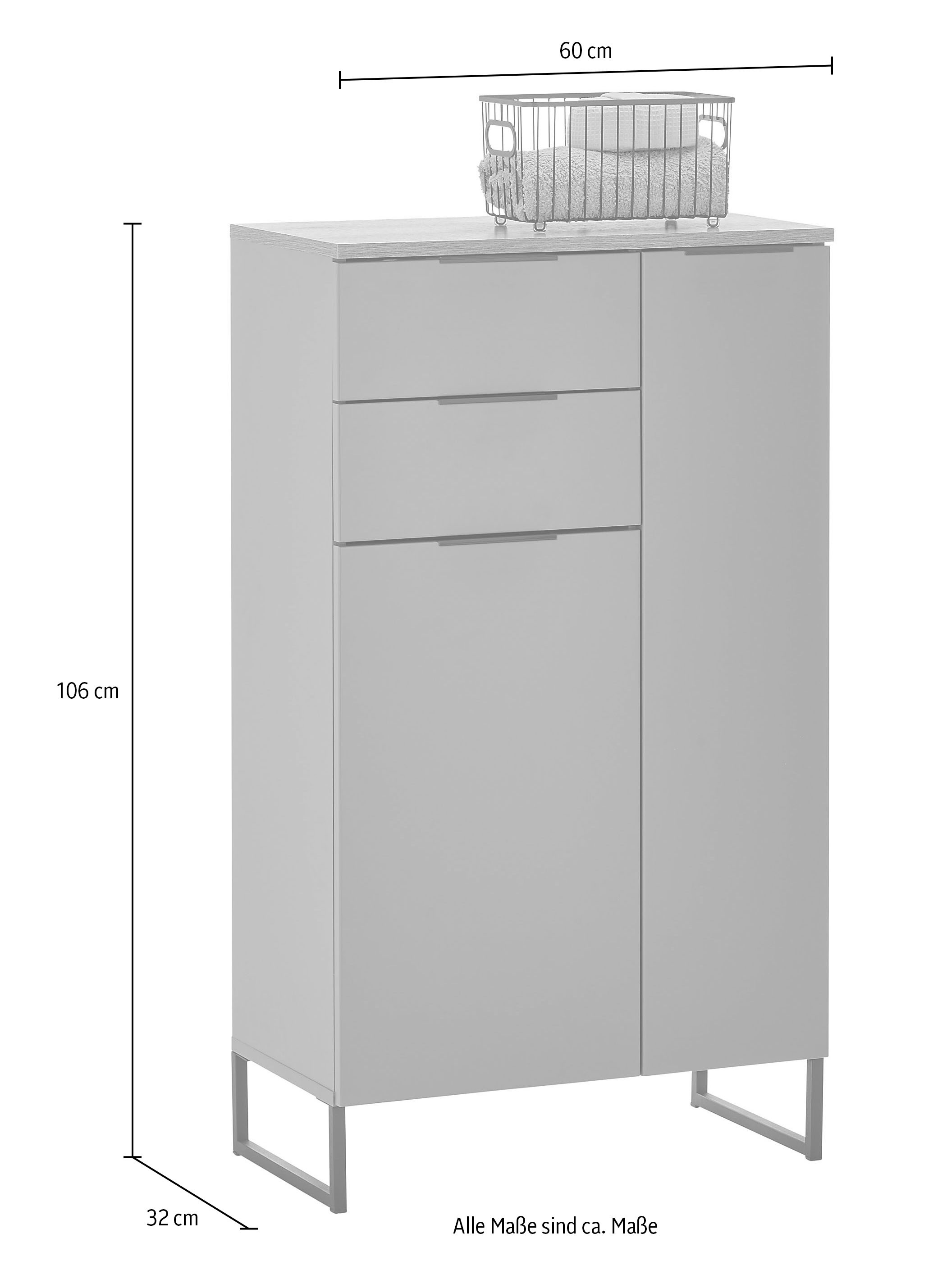 BASIC by Balculina Armoire intermédiaire »Denver Midischrank, Badezimmerschrank BxHxT 60x106x32« 1 cuis tlg. largeur 60 cm, porte montable à gauche/droite, softclose