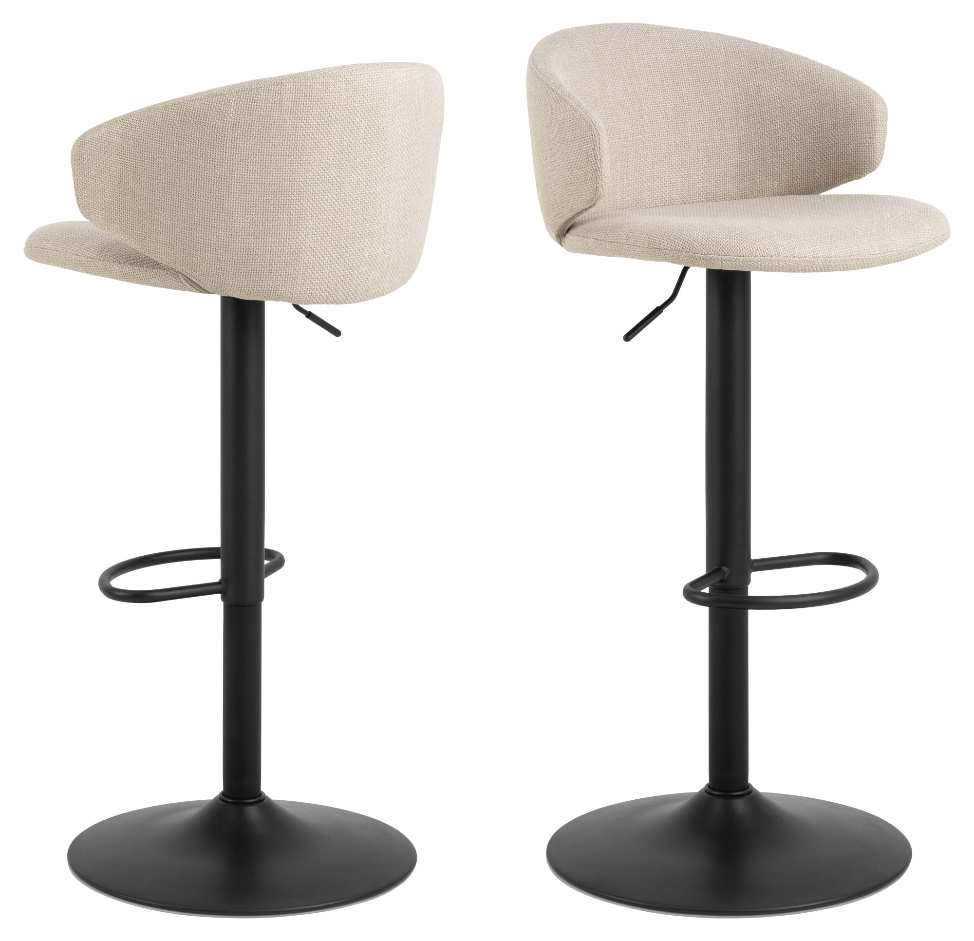 ACTONA GROUP Barhocker »Ella« Set, 2 stk, 2 Stk. tlg. Barhocker, Basel beige, Trompete Gestell matt schwarz rau, 2 Stk