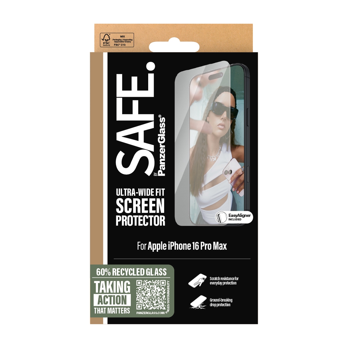 SAFE by PanzerGlass Displayschutzglas »Ultra-Wide Fit Screen Protection«, für Apple iPhone 16 Pro Max, Displayschutzfolie, Schutzfolie, Bildschirmschutz, kratz- & stossfest