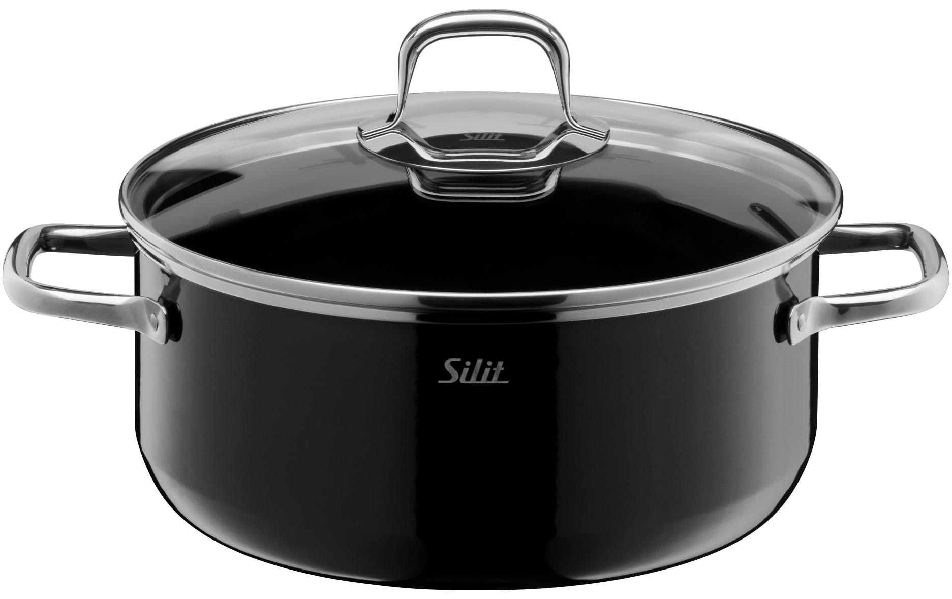 Silit Bratentopf »Elegance Line 24 cm, Schwarz«, Keramik, (2 tlg.)