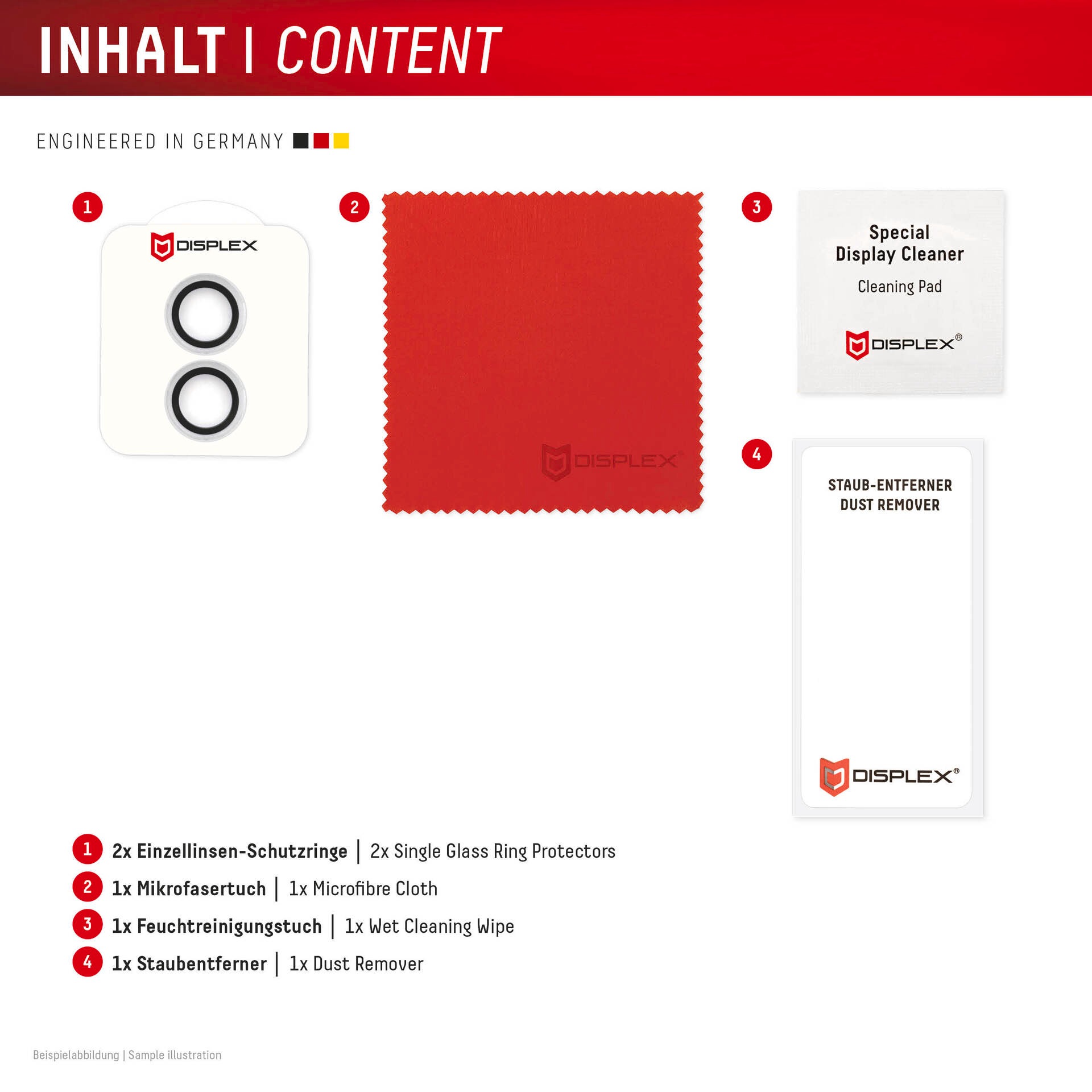 Displex Kameraschutzglas »Camera Lens Glass Single Glass Ring Protector« für Apple iPhone 16;Apple iPhone 16 Plus Packung, 2x Einzellinsen-Schutzringe,  Objektivschutz, Kameraschutz, kratz- & stossfest