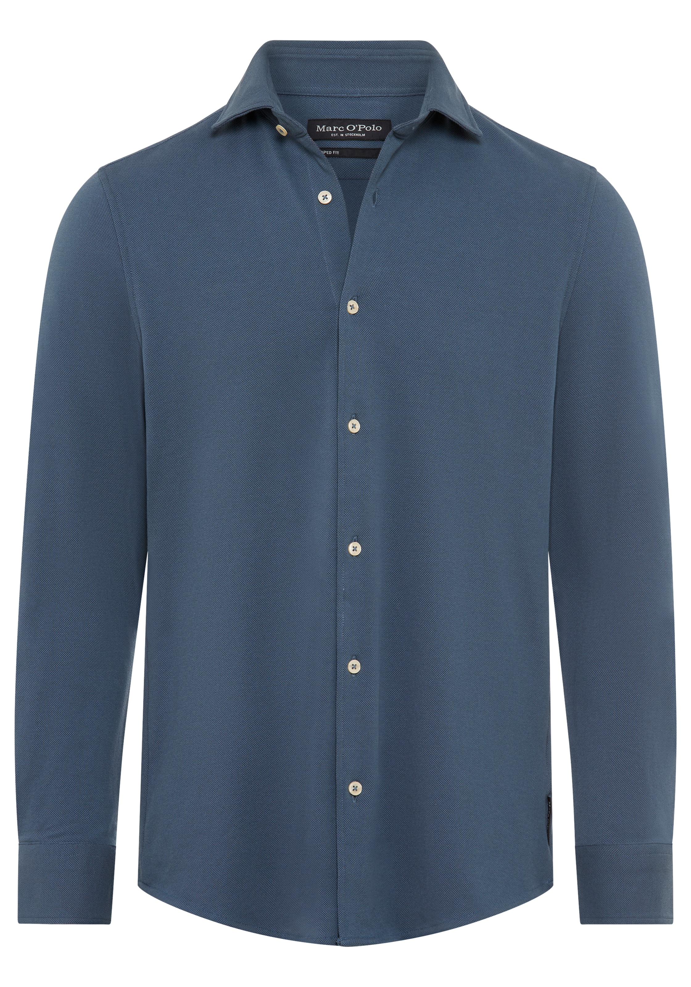 Marc O'Polo Langarmhemd Shaped Fit, mit feiner Piqué-Struktur