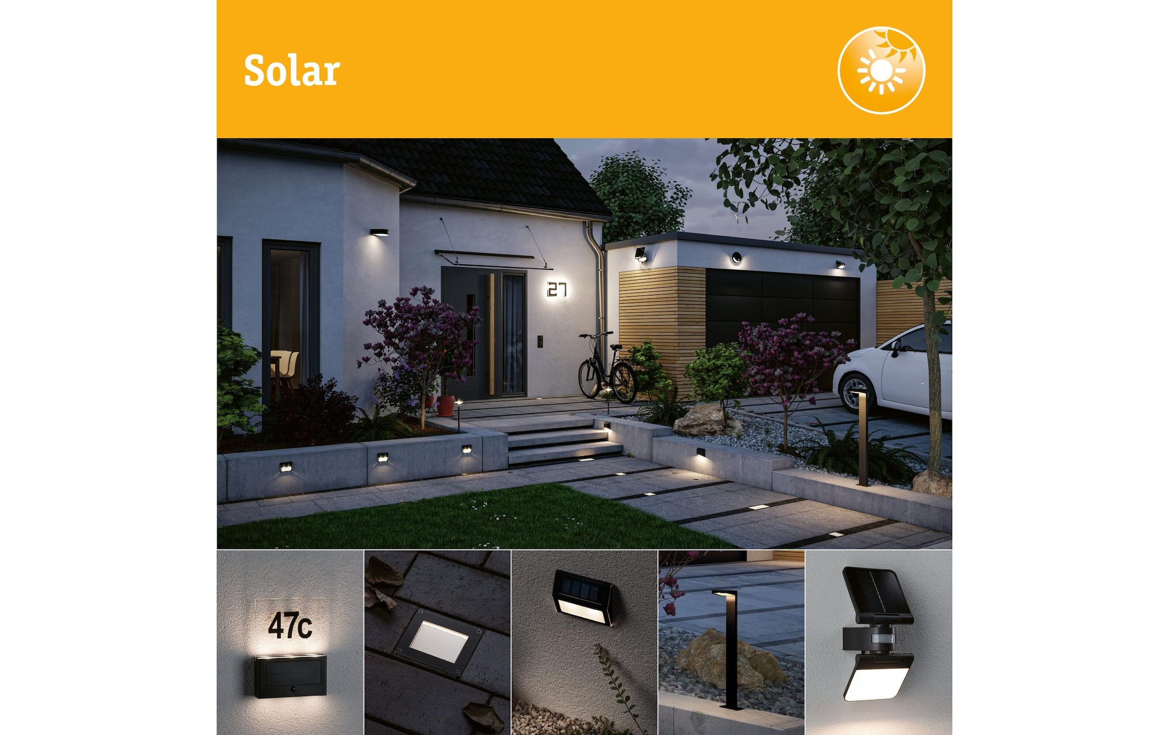 Paulmann Aussen-Wandleuchte »Solar Fluter Flotas inkl. Bewegungsmelder IP65 3000K 700 lm« LED-Modul warmweiss