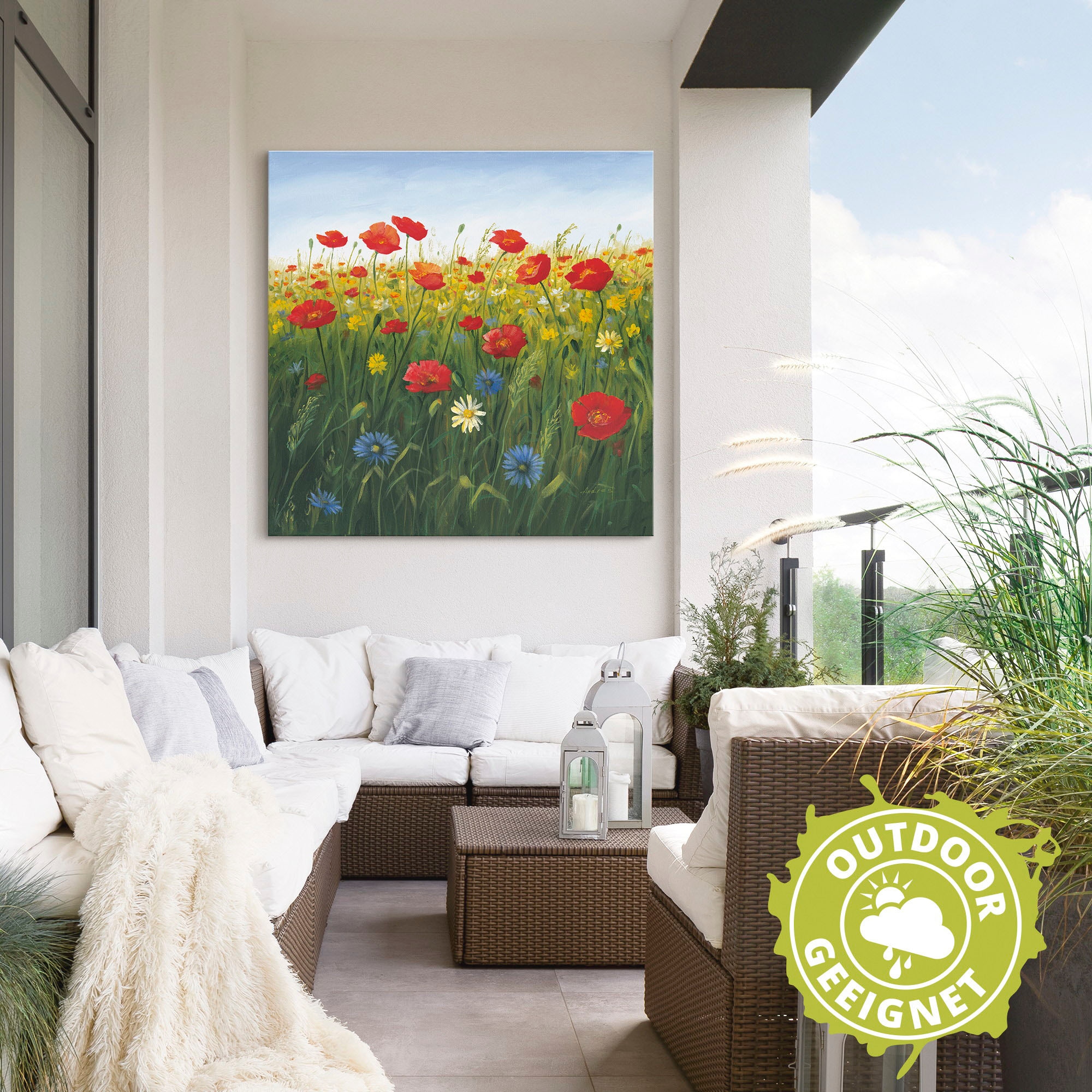 Artland Wandbild »Mohnblumen Landschaft I« Blumenwiese 1 Stk. tlg. als Alubild, Leinwandbild in verschied. Grössen