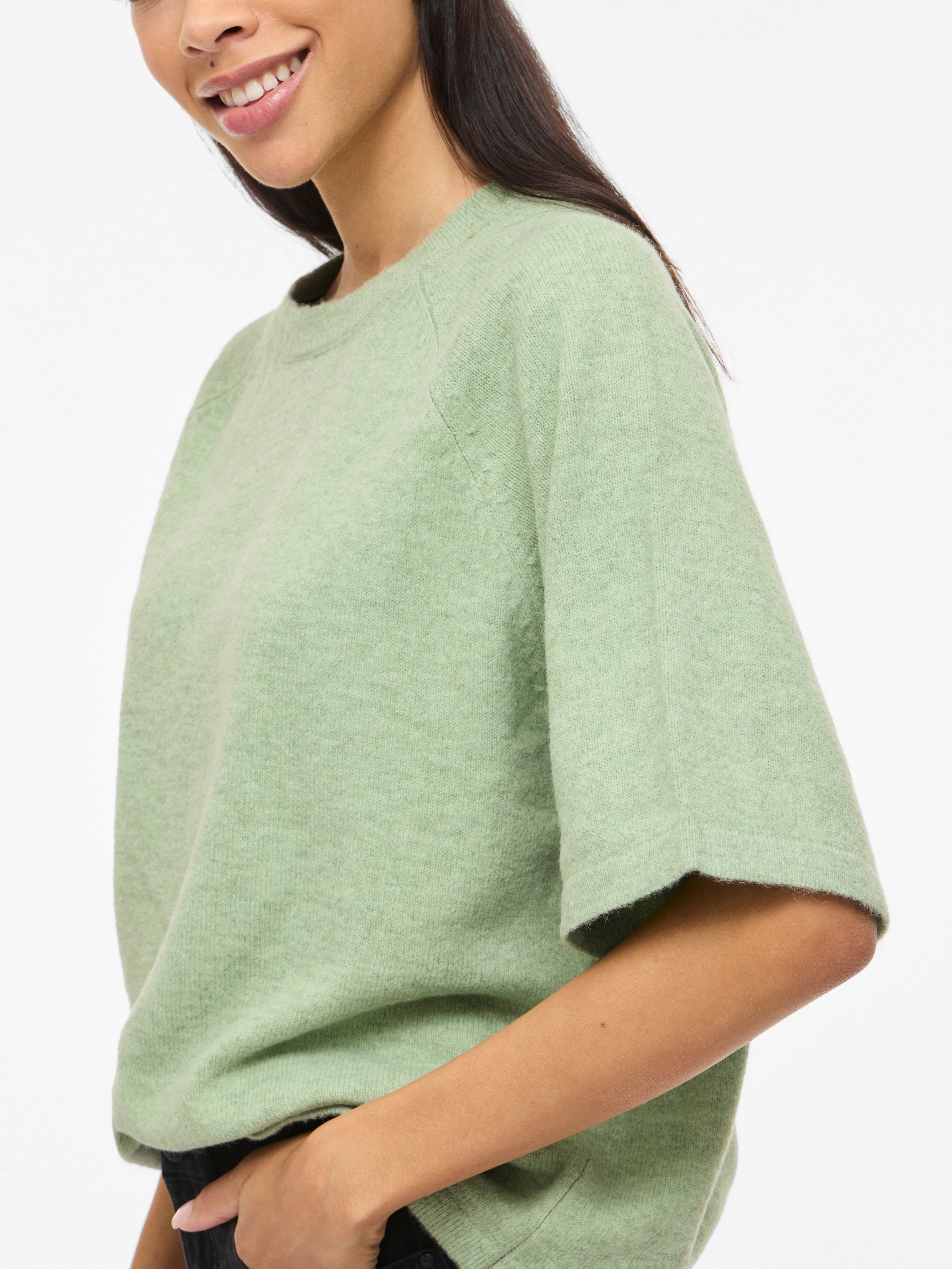Vila Pull en tricot »VILIGA 2/4 O-NECK KNIT TOP - NOOS« mélange de matières, coupe décontractée