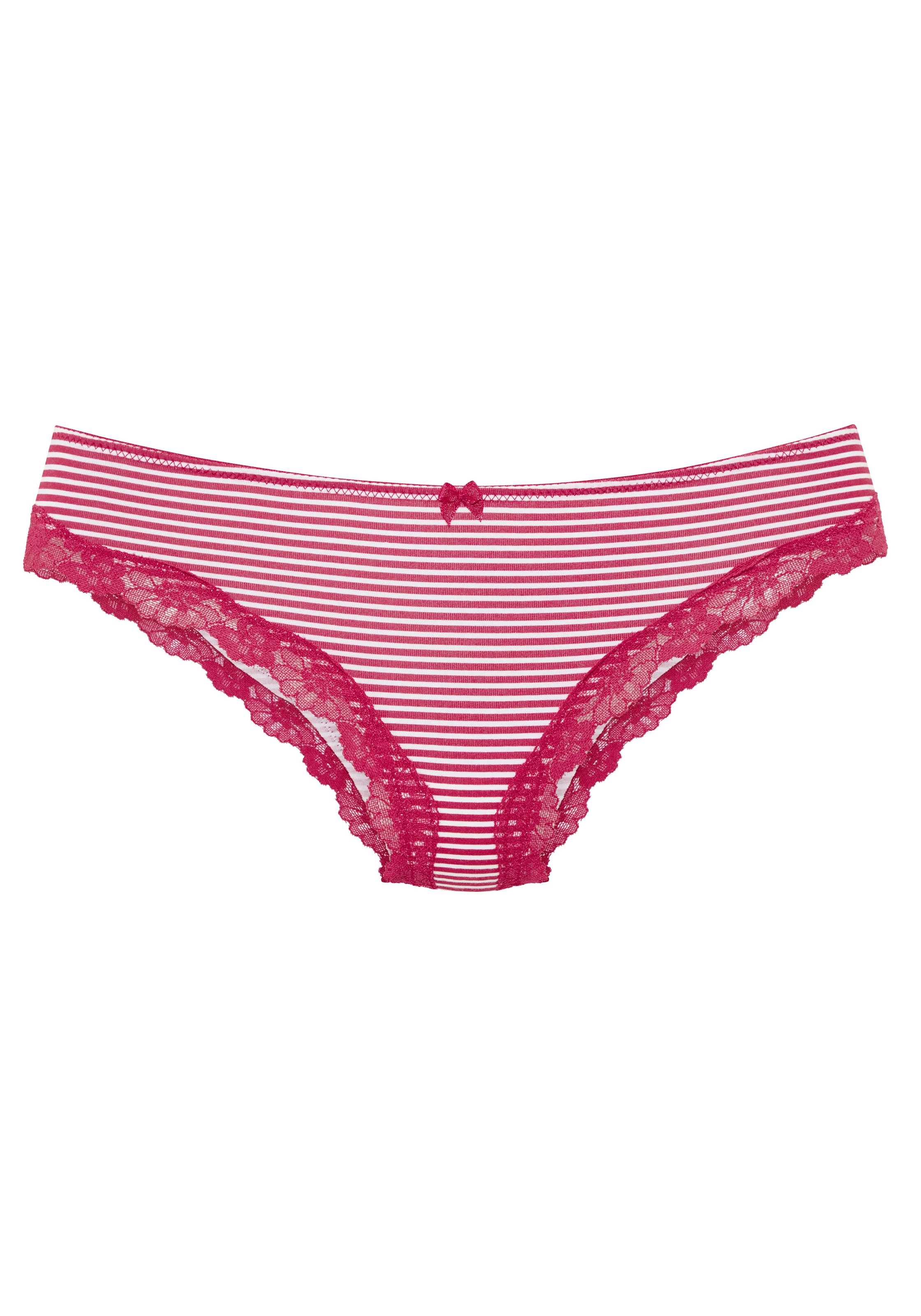 LASCANA Slip brésilien 3er-Pack,  aus elastischer Baumwolle mit zarter Spitze