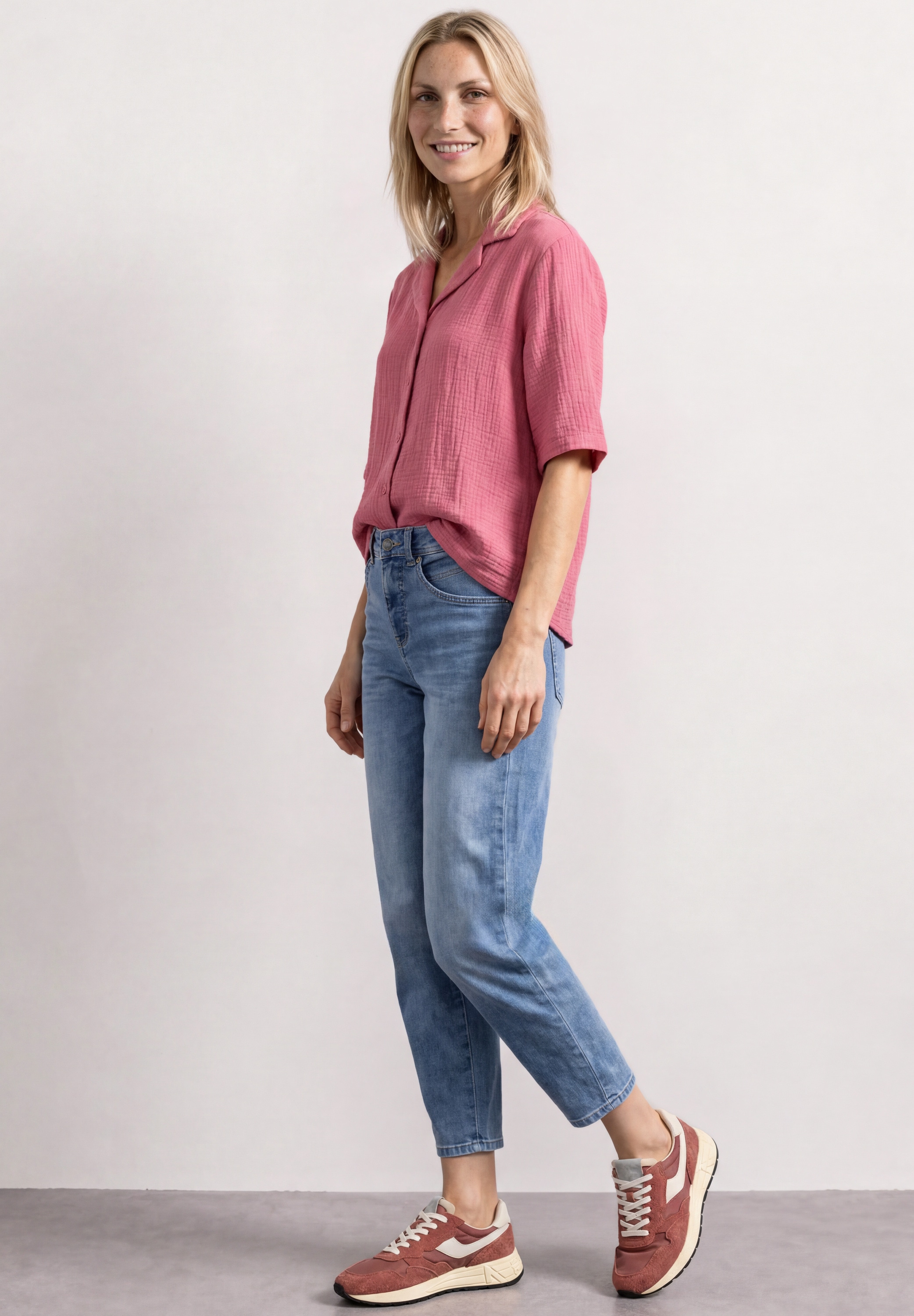 STREET ONE Blouse chemise Blouse d'été, mousseline de coton de haute qualité