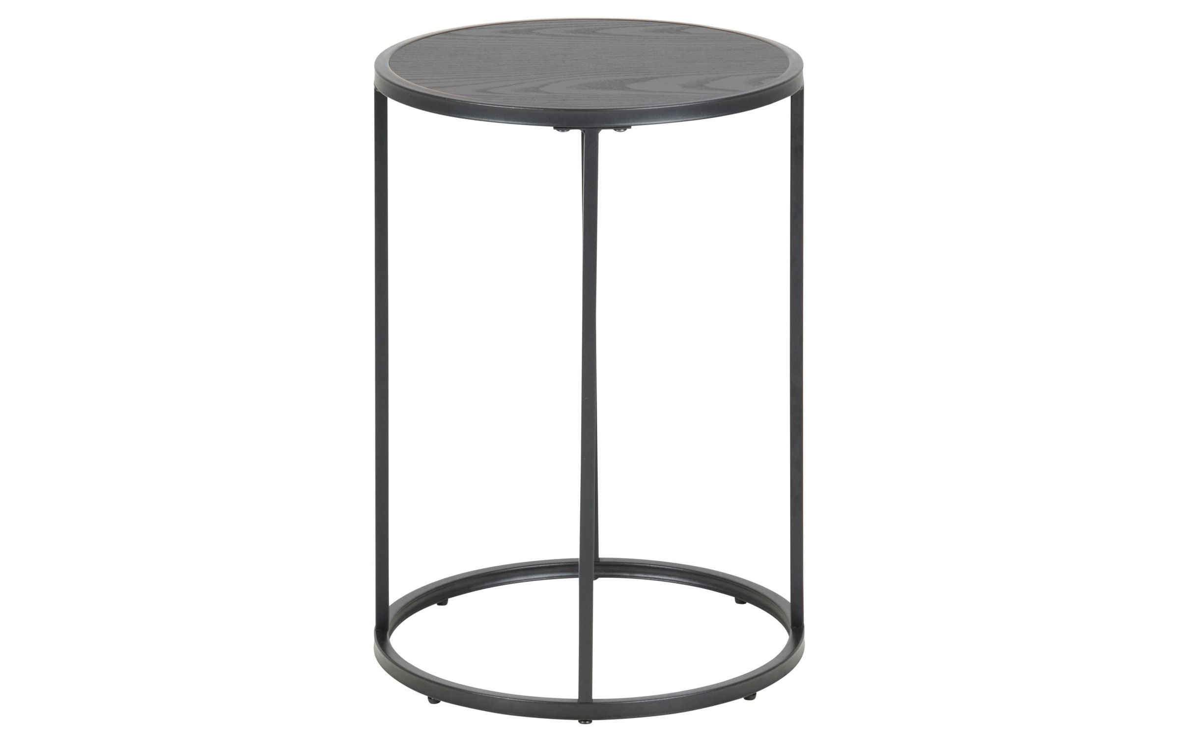 Seaford Black Metal Small Round Side Table with Black Top, none