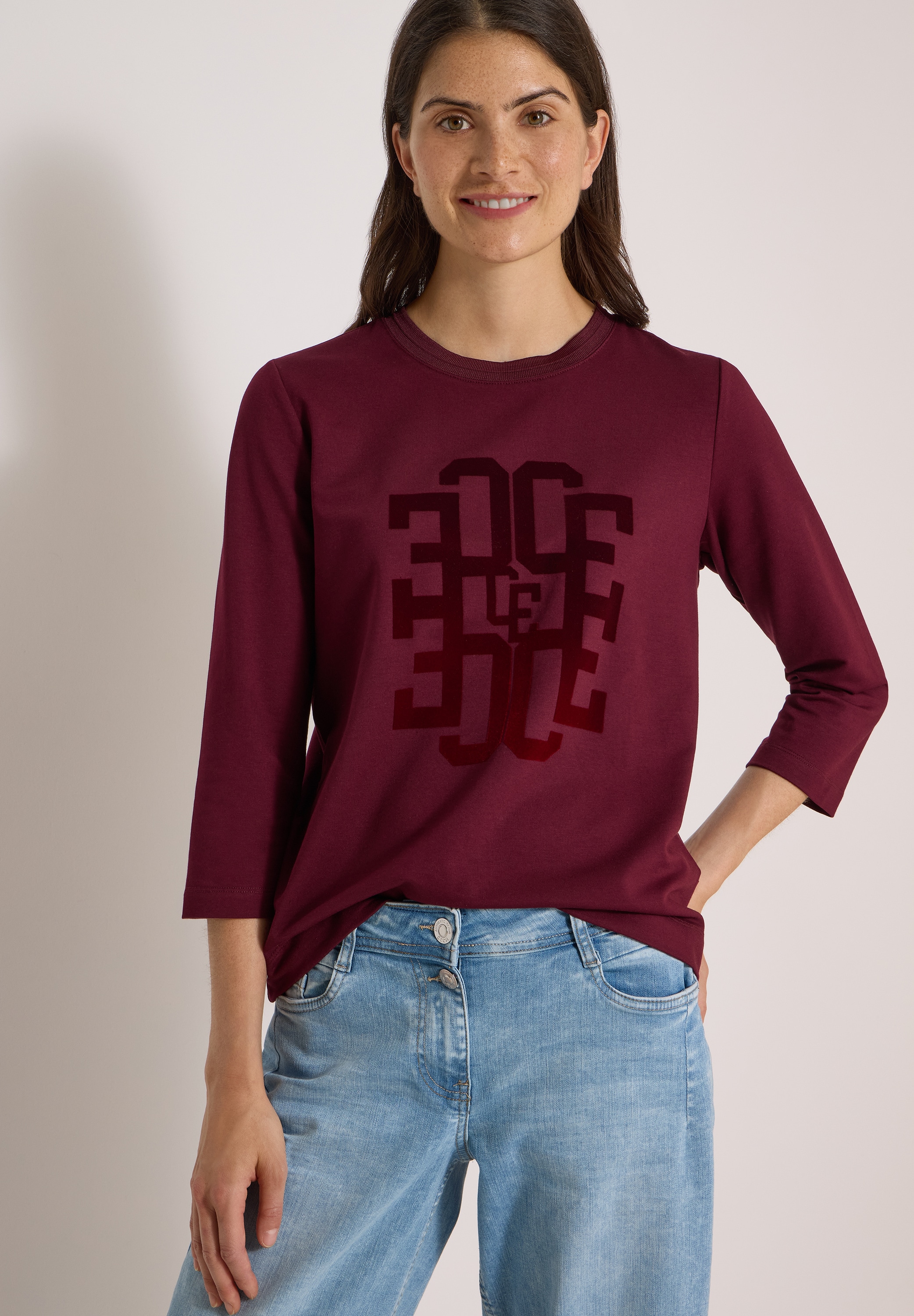 Image of Cecil 3/4-Arm-Shirt mit Rundhals und Wording