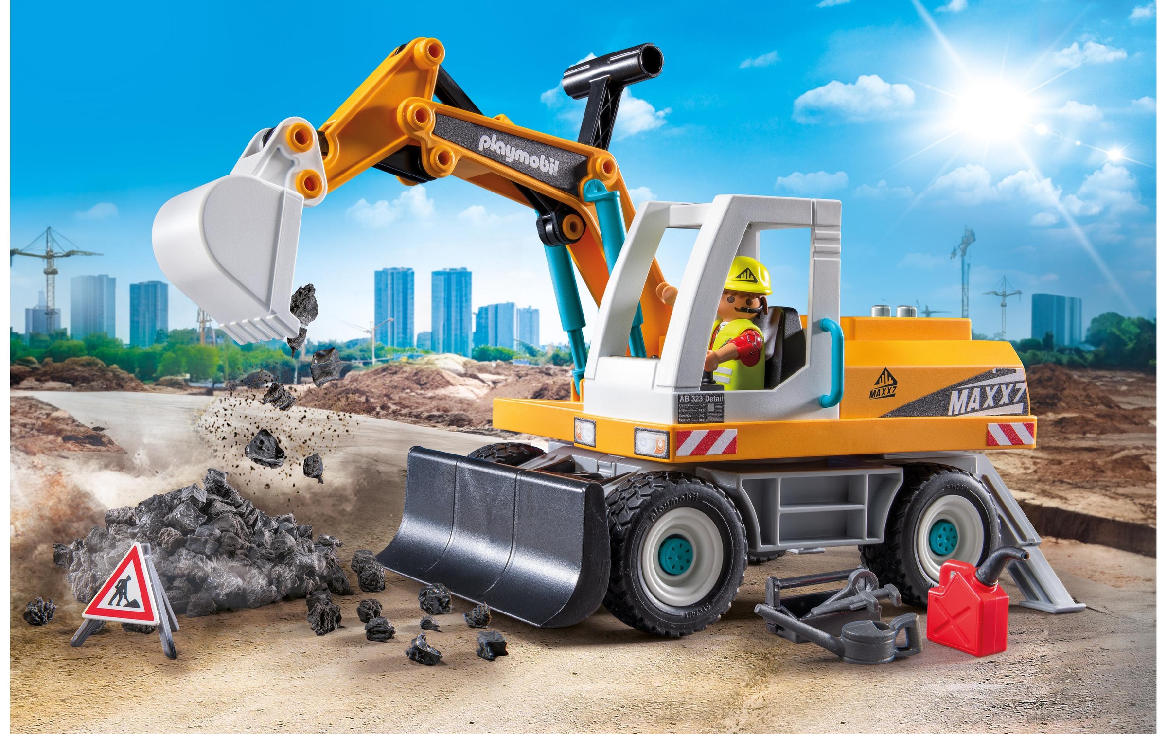 Playmobil® Spielbausteine »Action Heroes Grosser Bagger 71749«, (32 St.)