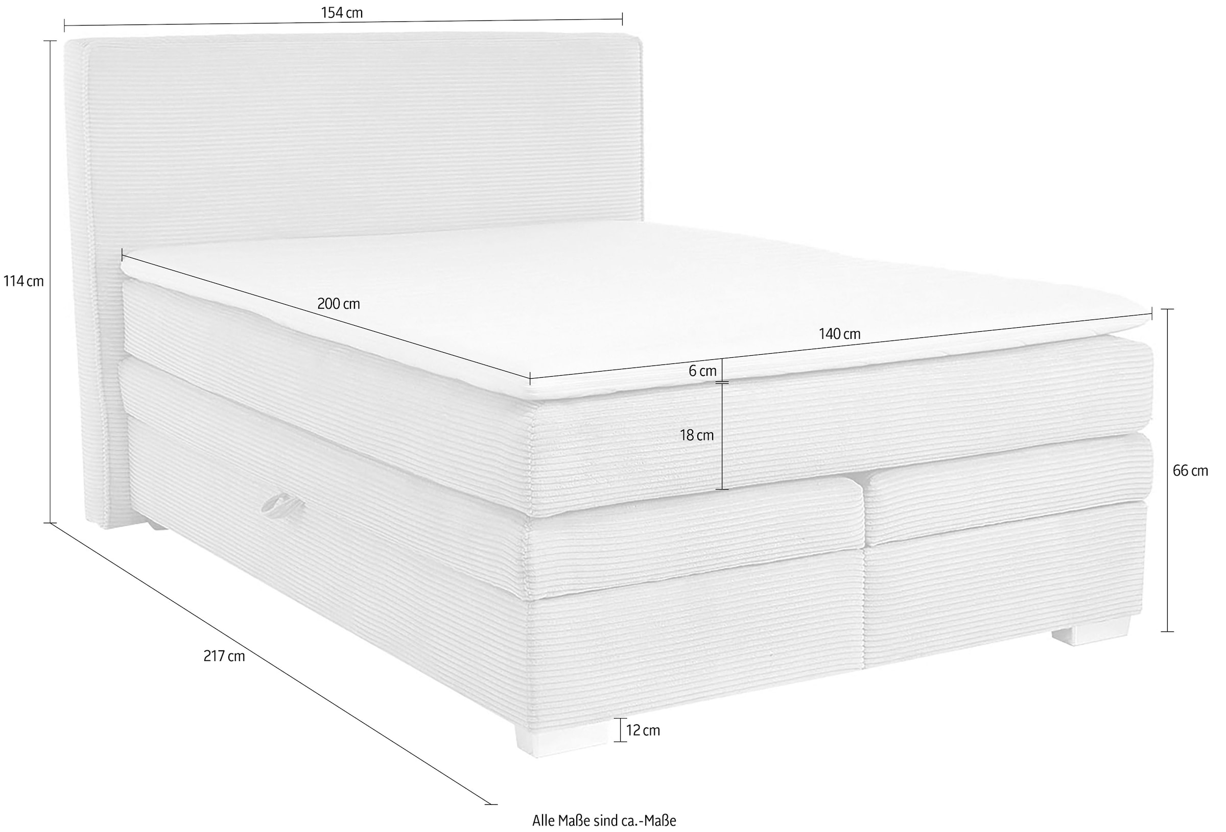 Jockenhöfer Gruppe Boxspringbett »Arabella, 2x 70er Boxen mit Stauraum« Wende-Bonell-Federkern-Matratze (H2/H3), inkl. Topper