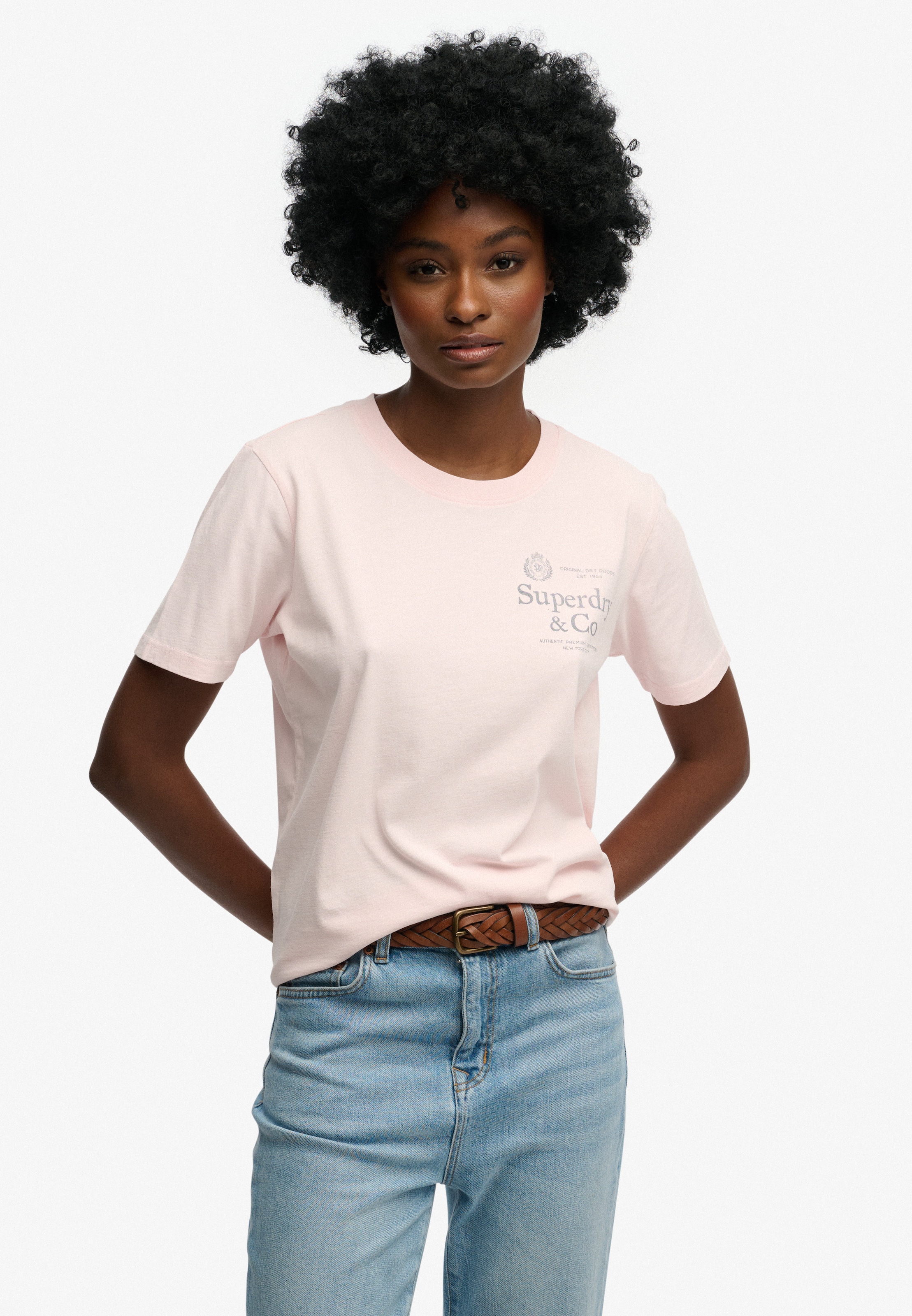 Image of Superdry Print-Shirt "LUXE CASUAL RLXD TEE" aus Baumwolle und Single Jersey, Relaxed Fit, mit Rundhalsausschnitt