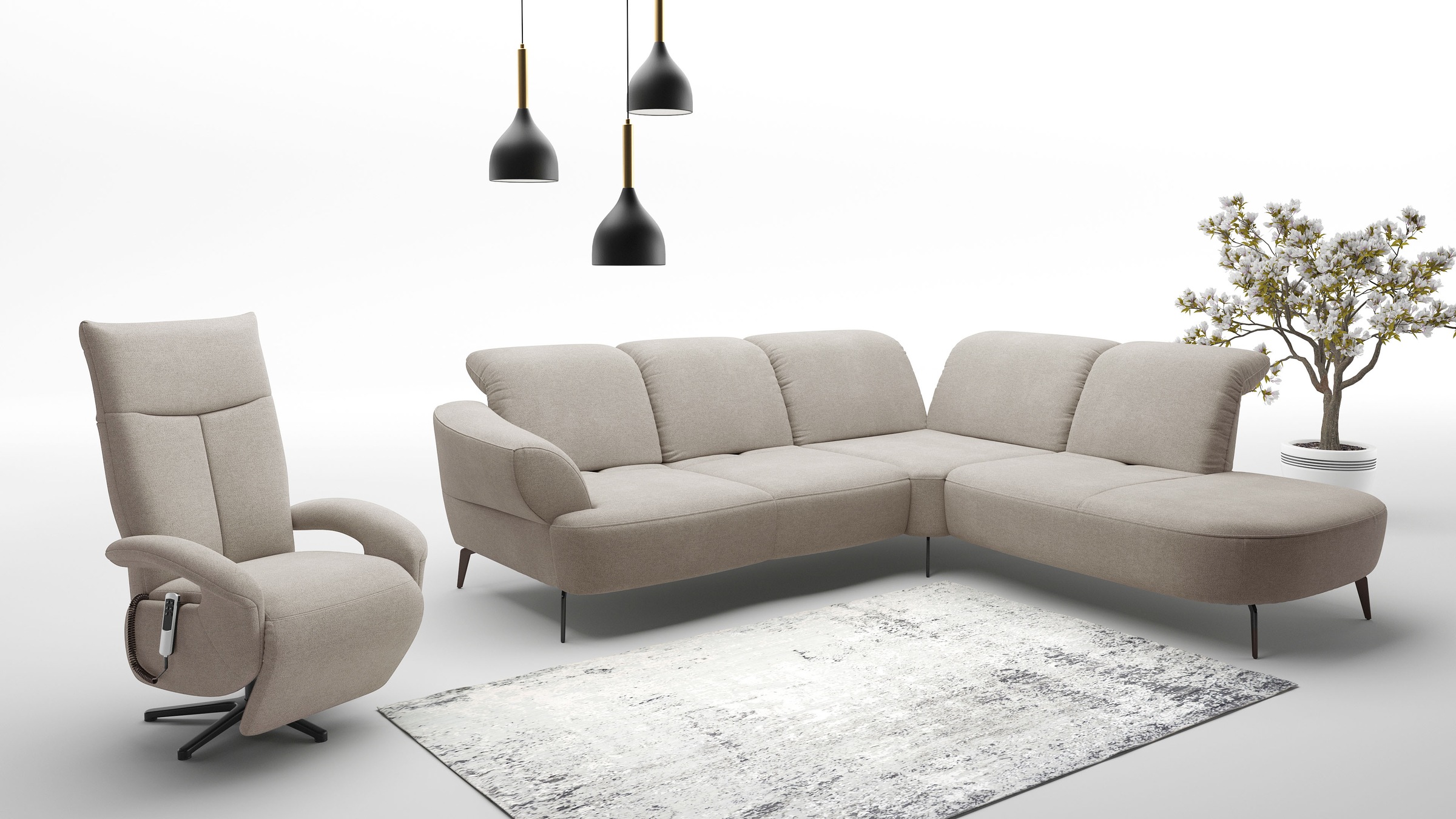 sit&more Ecksofa »Dance, L-Form, inkl. Sitztiefenverstellung«, inkl. Click&Seat, optional mit Kopfteilverstellung