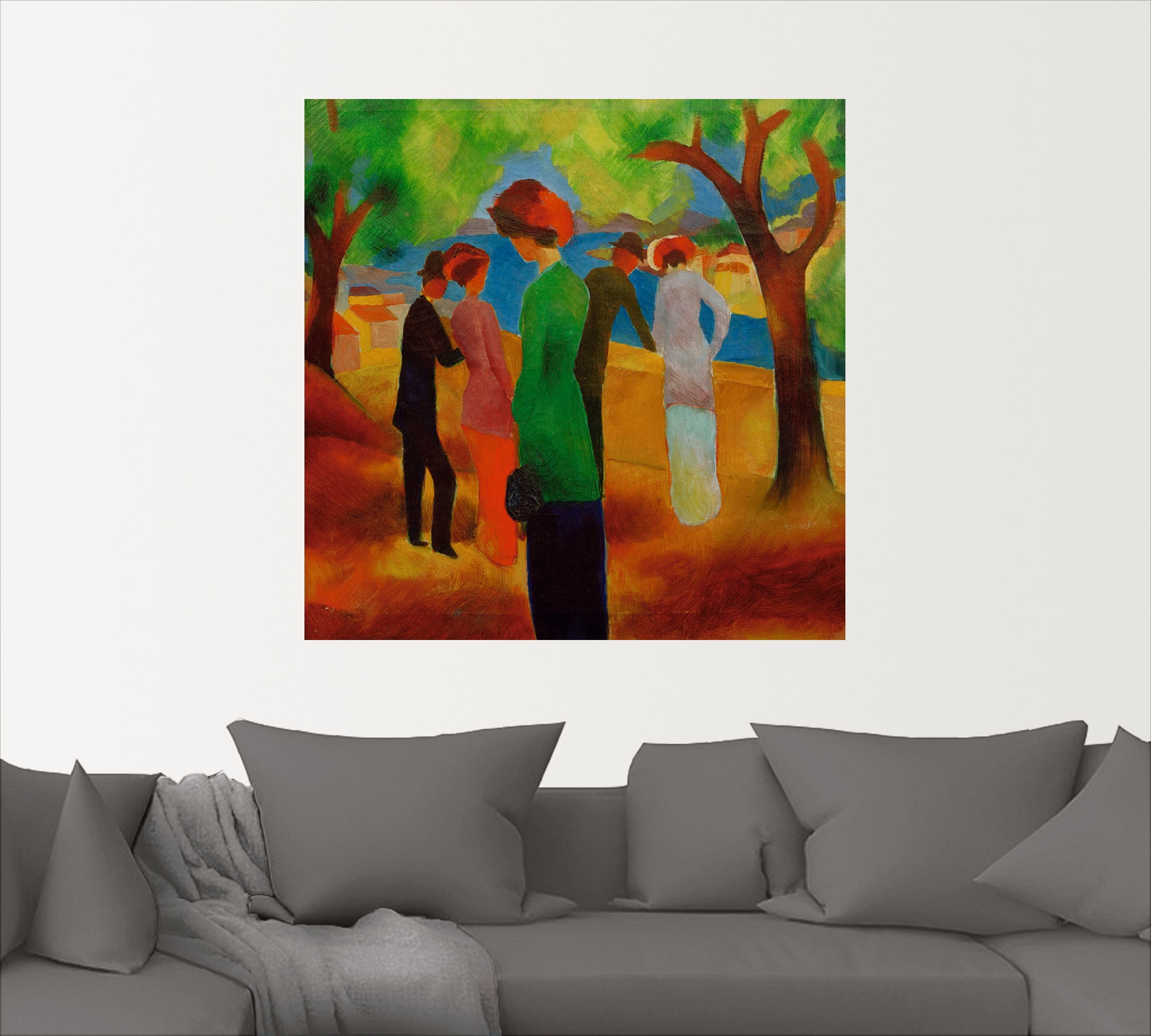 Artland Wandbild »Dame in Poster oder St.), Wandaufkleber als & (1 Gruppen in günstig kaufen grüner Jacke«, Leinwandbild, versch. Grössen Familien