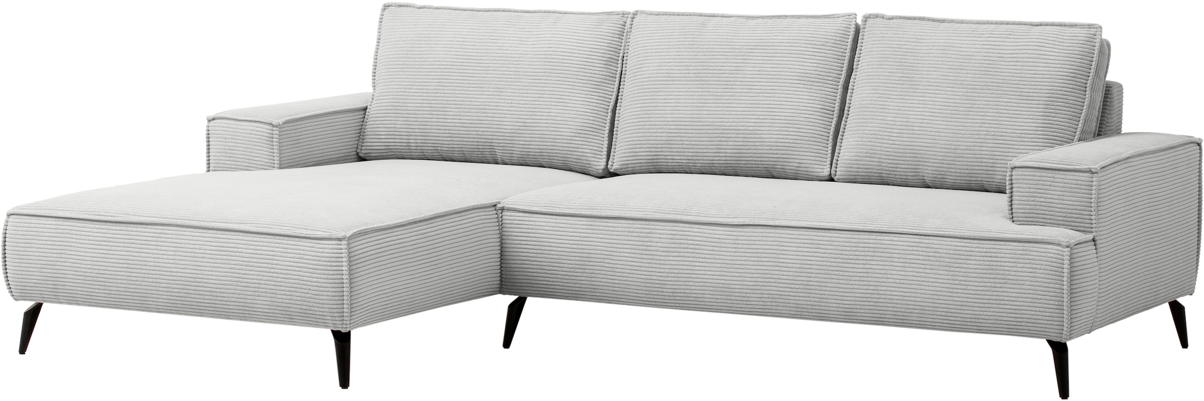 andas Ecksofa »TVINNU, L-Form in Cord, Sofa«, wahlweise Recamiere rechts/links, schwarze Füsse, bequemer Sitzkomfort