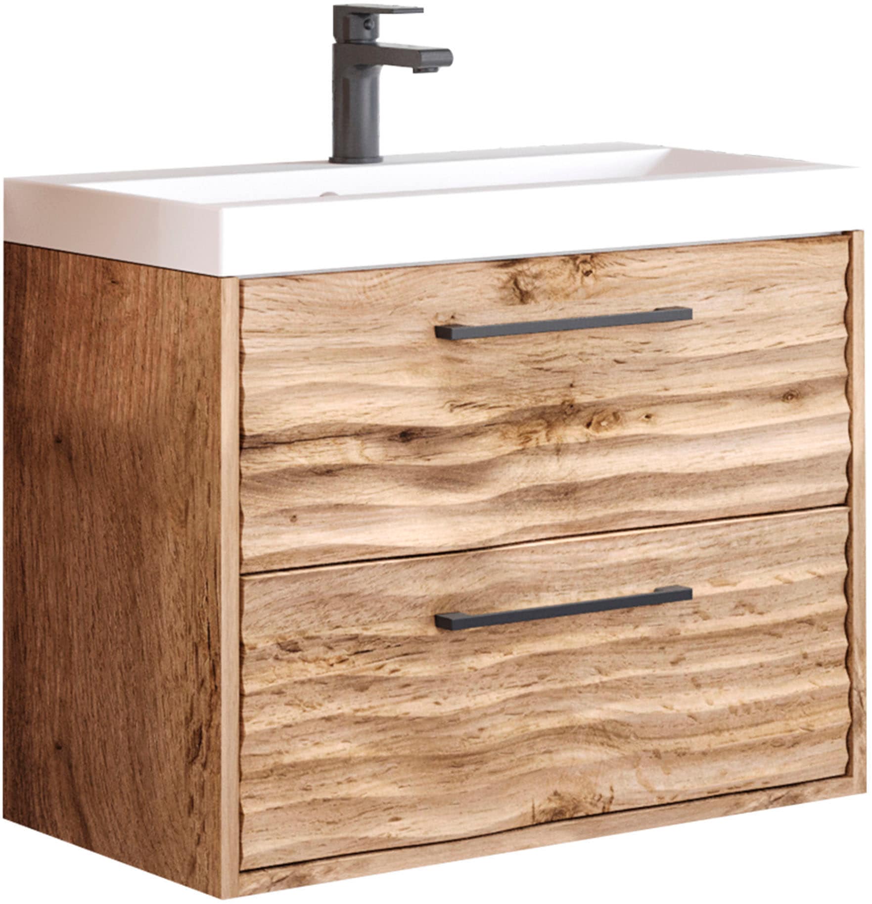 welltime Table de lavage »Canada« Badmöbel Wellenstruktur inkl. Becken, Breite 60cm Waschplatz