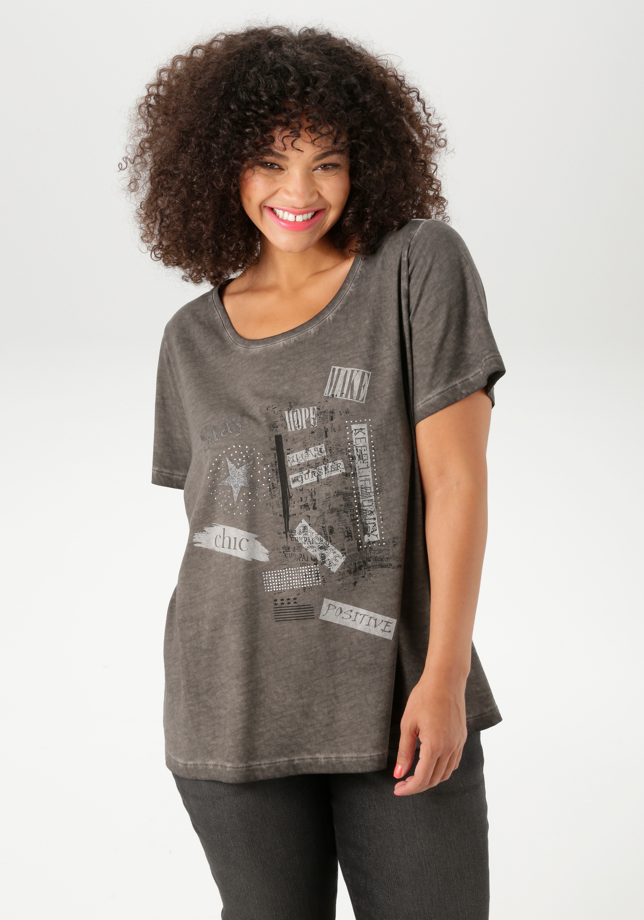 Aniston PLUS T-Shirt mit edlem Druckmotiv