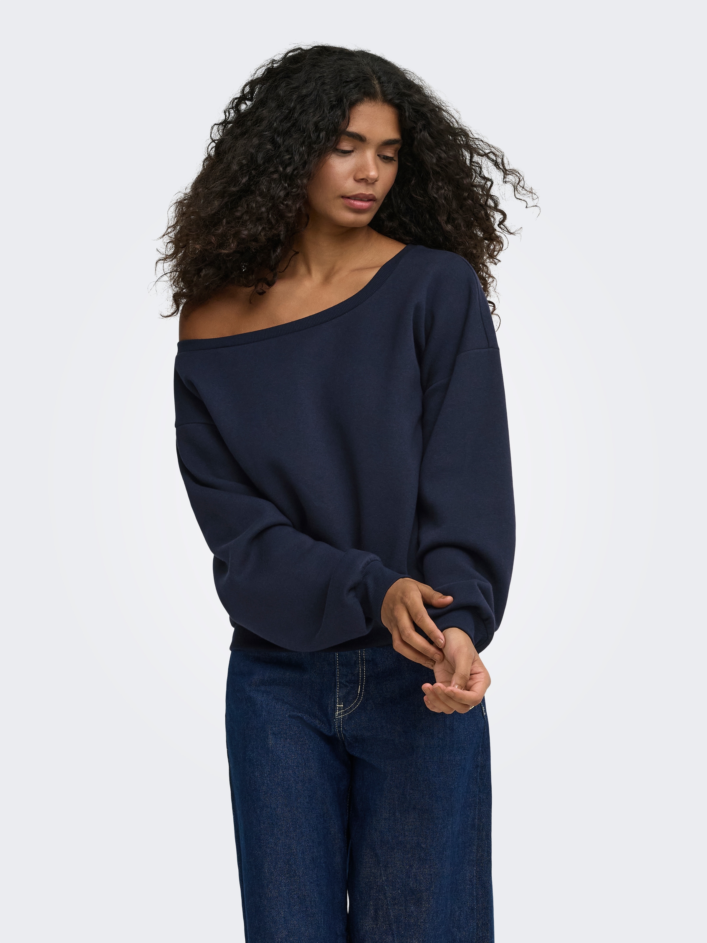 ONLY Sweatshirt »ONLRHINA L/S ONE SHOULDER NOOS SWT«, Baumwollmischung, oversize
