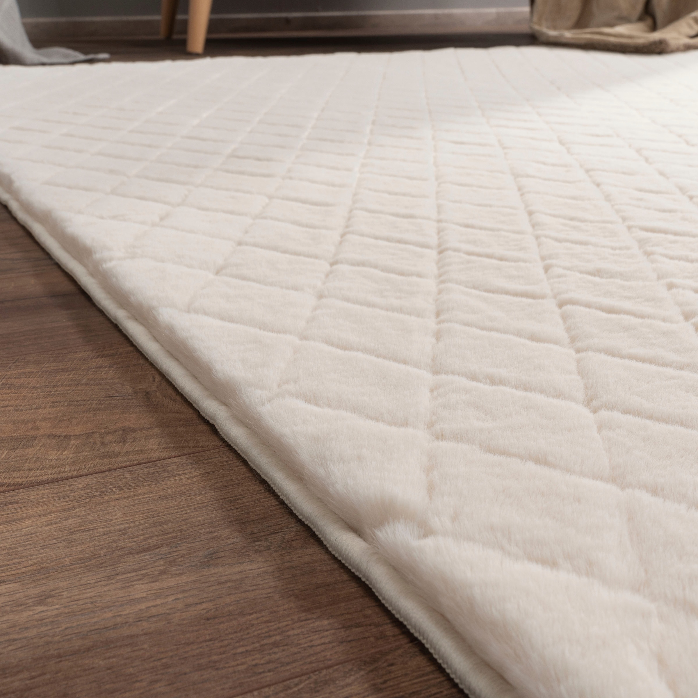 Paco Home Hochflor-Teppich »Arnheim 742« rechteckig 26 mm Höhe Uni Farben, Rauten Muster, besonders weich, Hoch-Tief Effekt