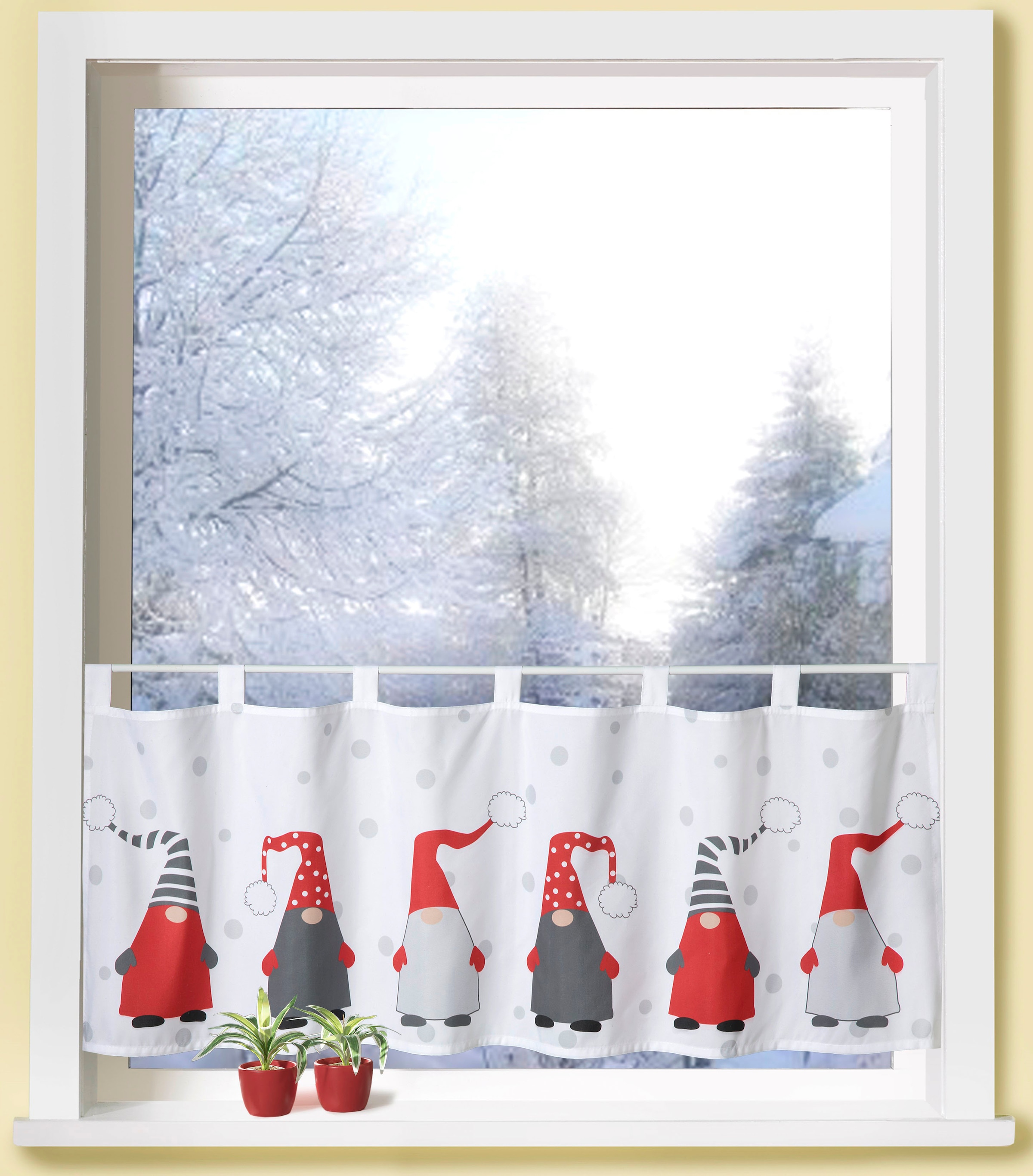 Image of Weckbrodt Scheibengardine "Weihnachtswichtel" Schlaufen 1 Stk. tlg. Bistro, Gardine, Weihnachten, blickdicht, HxB: 45x120 cm, Store