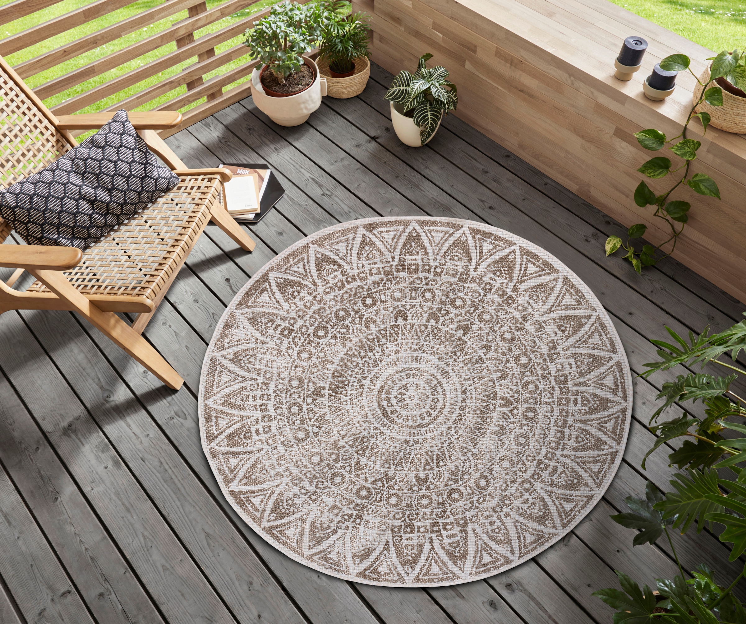 Image of freundin Home Collection Teppich "Lilja Wendeteppich" rund 5 mm Höhe In-& Outdoor, beidseitig, Wetterfest, Balkon, Garten, Wohnzimmer